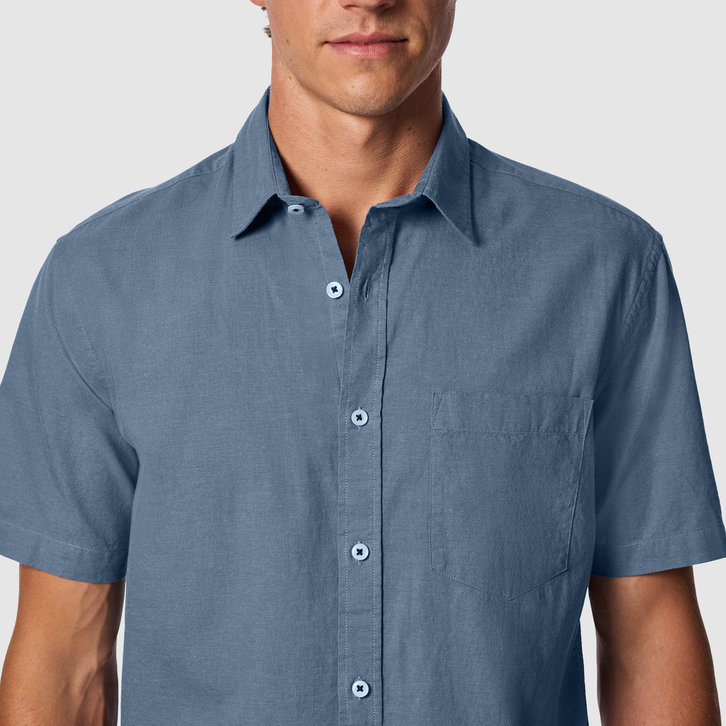 Ridge Cotton Linen Short Sleeve Shirt