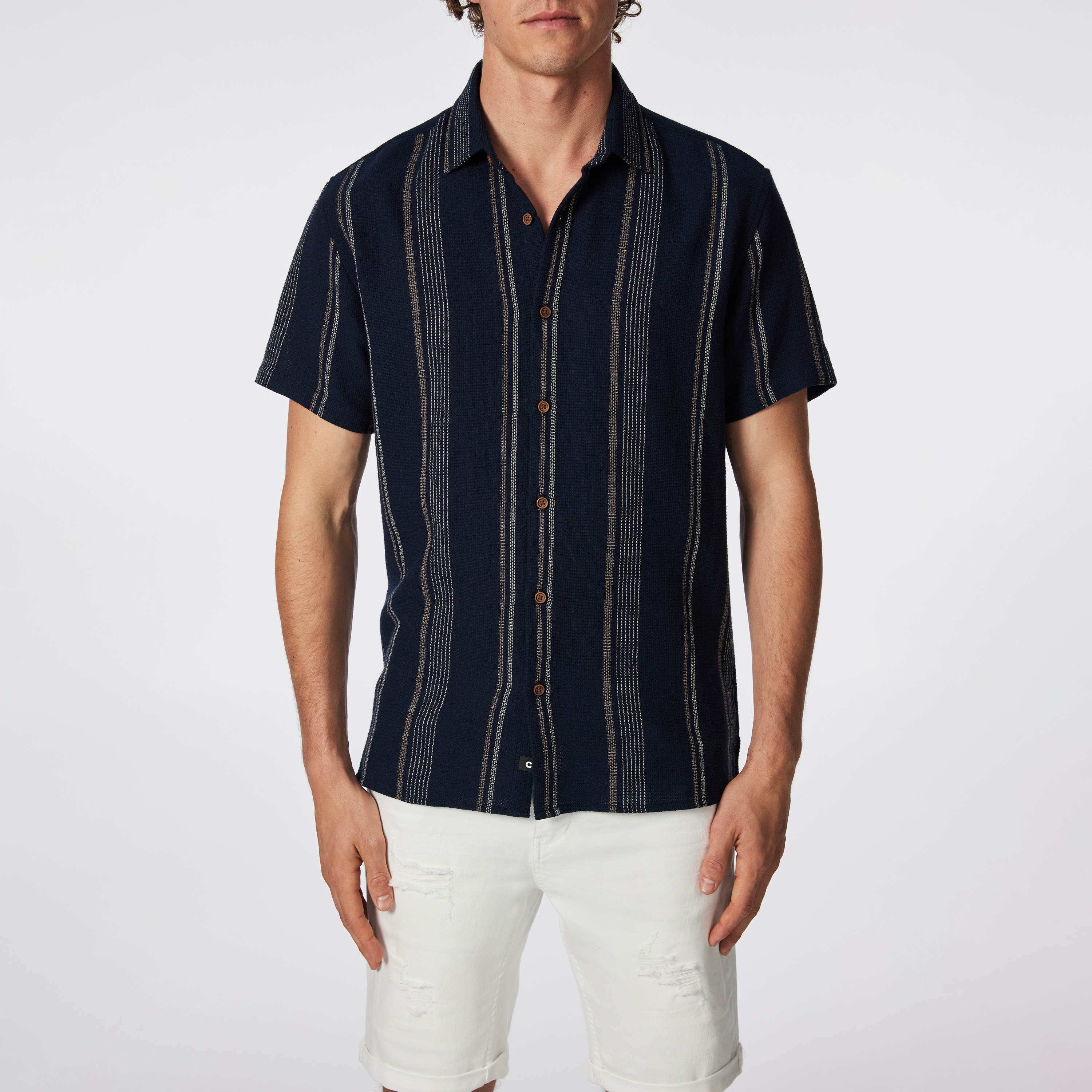Shaun Textured Stripe Short Sleeve Shirt