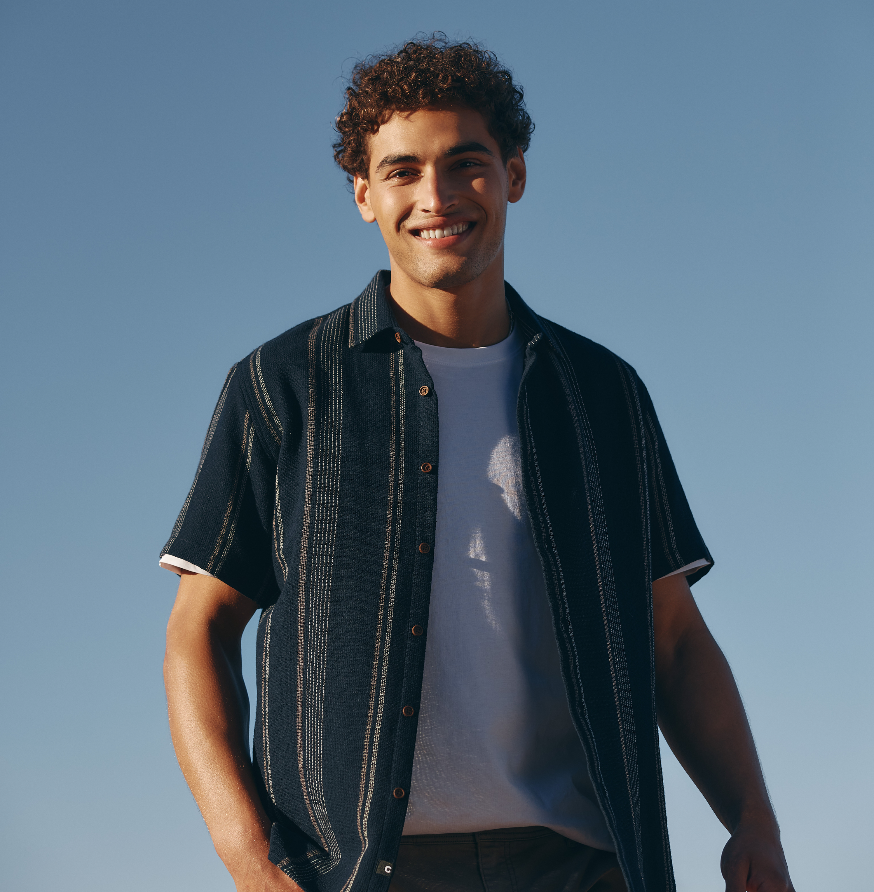 Shaun Textured Stripe Short Sleeve Shirt