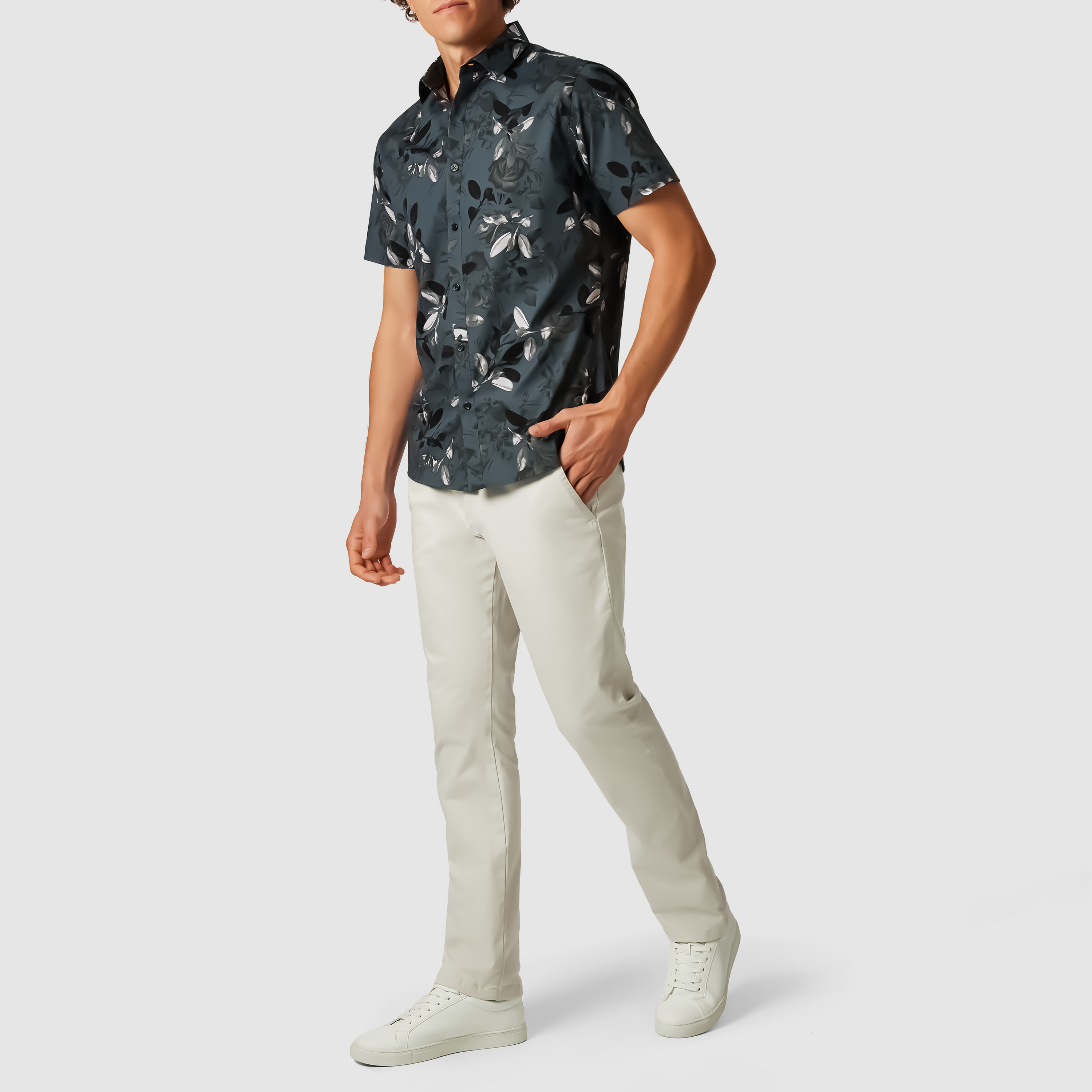 Adrian Foliage Slim Stretch Short Sleeve Shirt