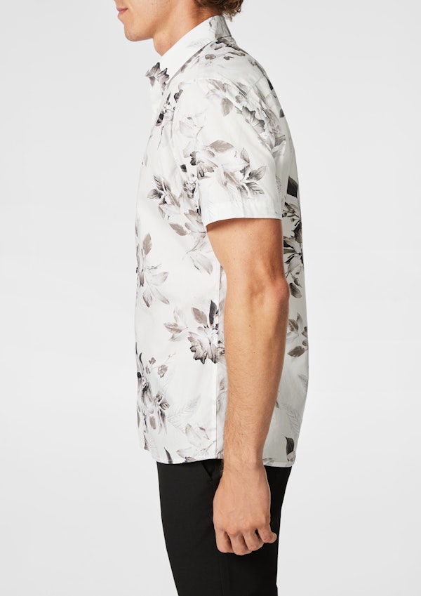 White Burrows Floral Cotton Short Sleeve Shirt