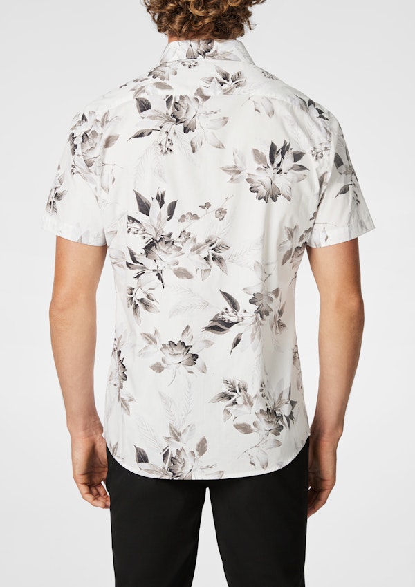 White Burrows Floral Cotton Short Sleeve Shirt