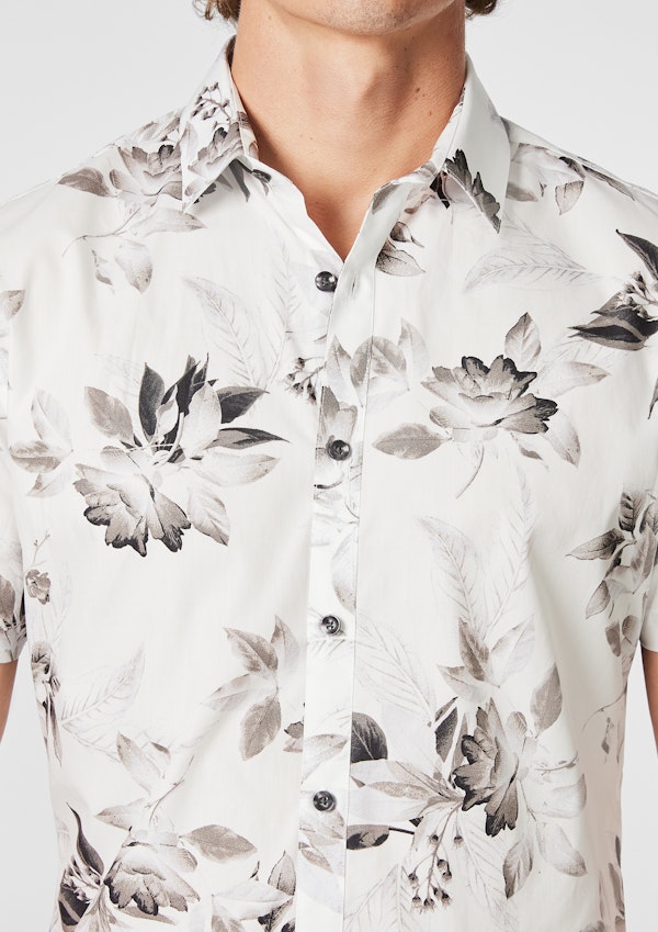 White Burrows Floral Cotton Short Sleeve Shirt