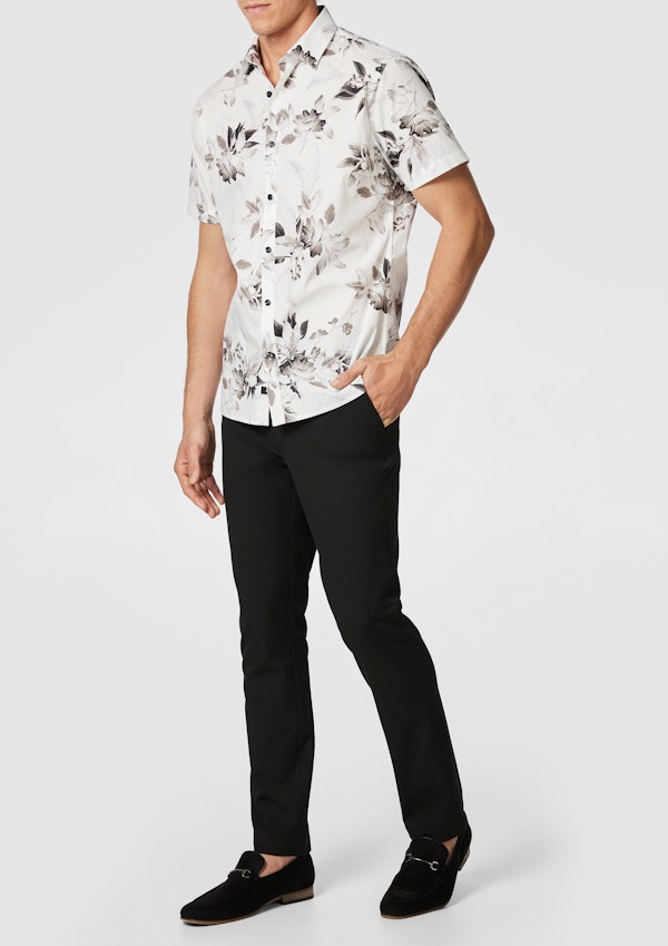 White Burrows Floral Cotton Short Sleeve Shirt