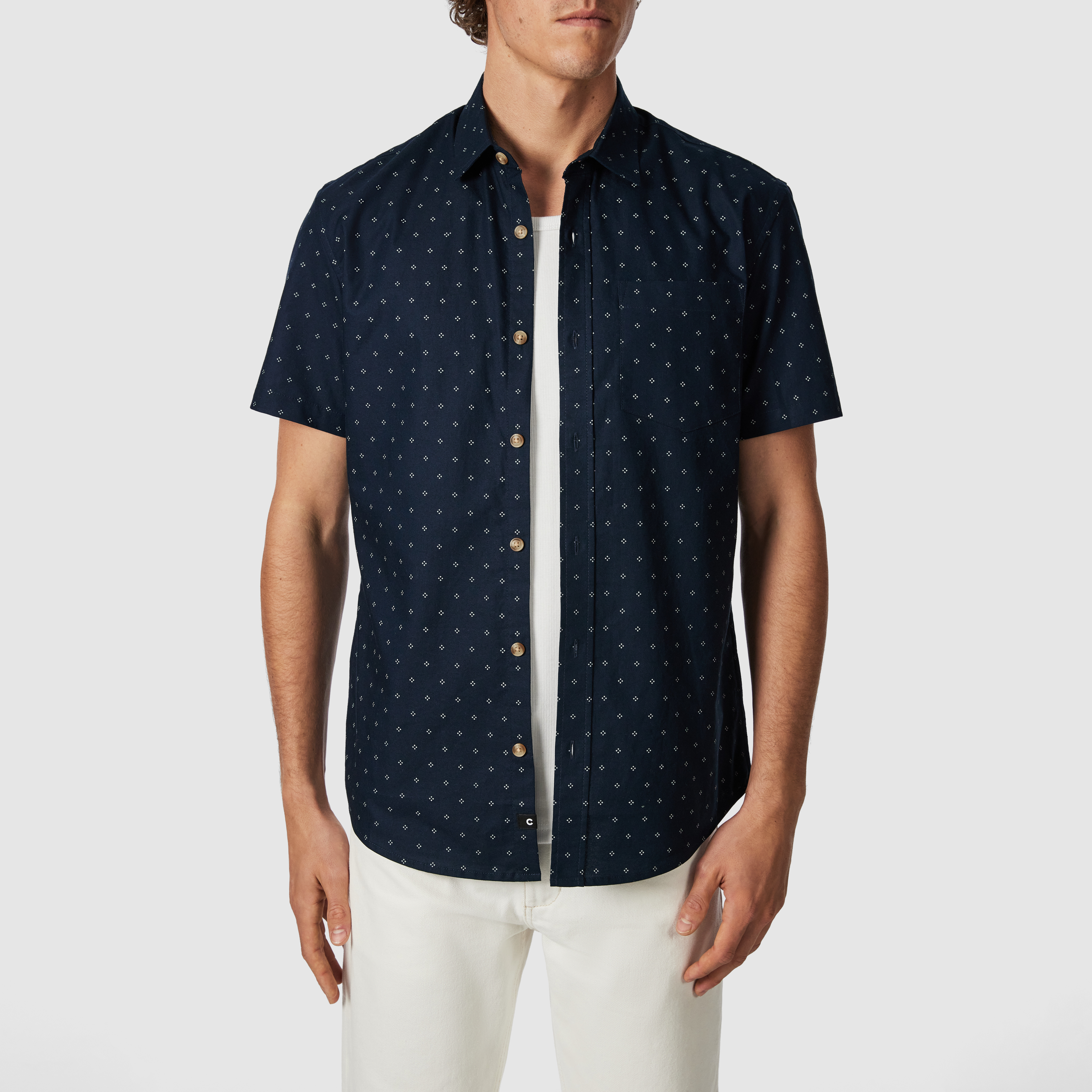 Sackville Geo Cotton Oxford Short Sleeve Shirt