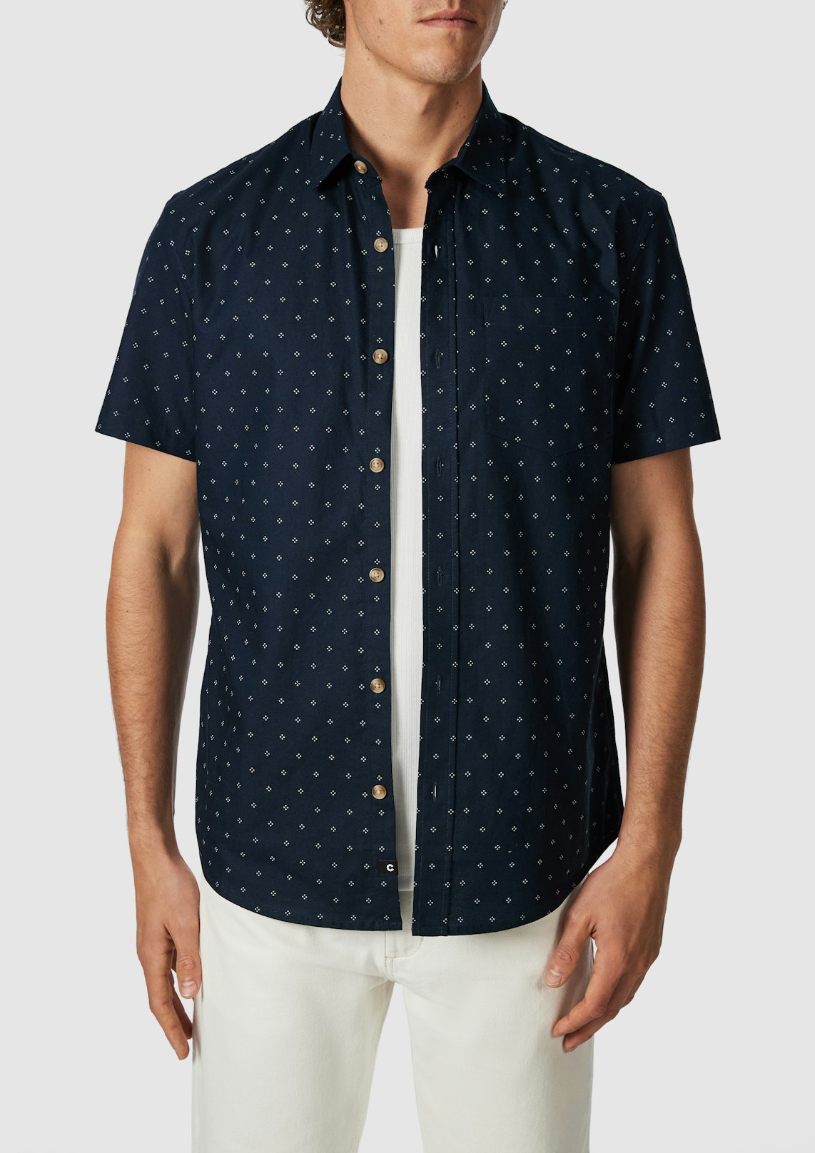 Sackville Geo Cotton Oxford Short Sleeve Shirt