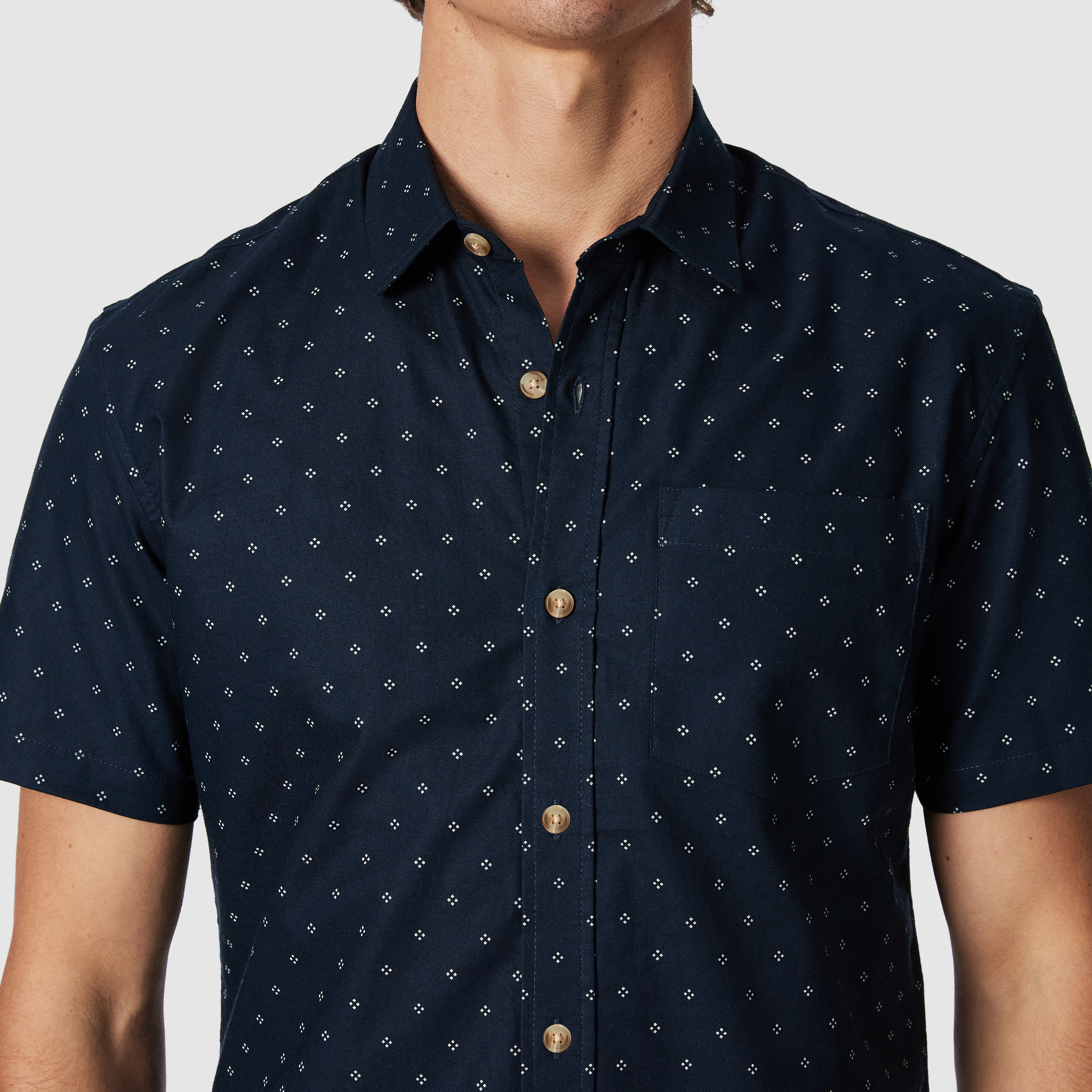 Sackville Geo Cotton Oxford Short Sleeve Shirt