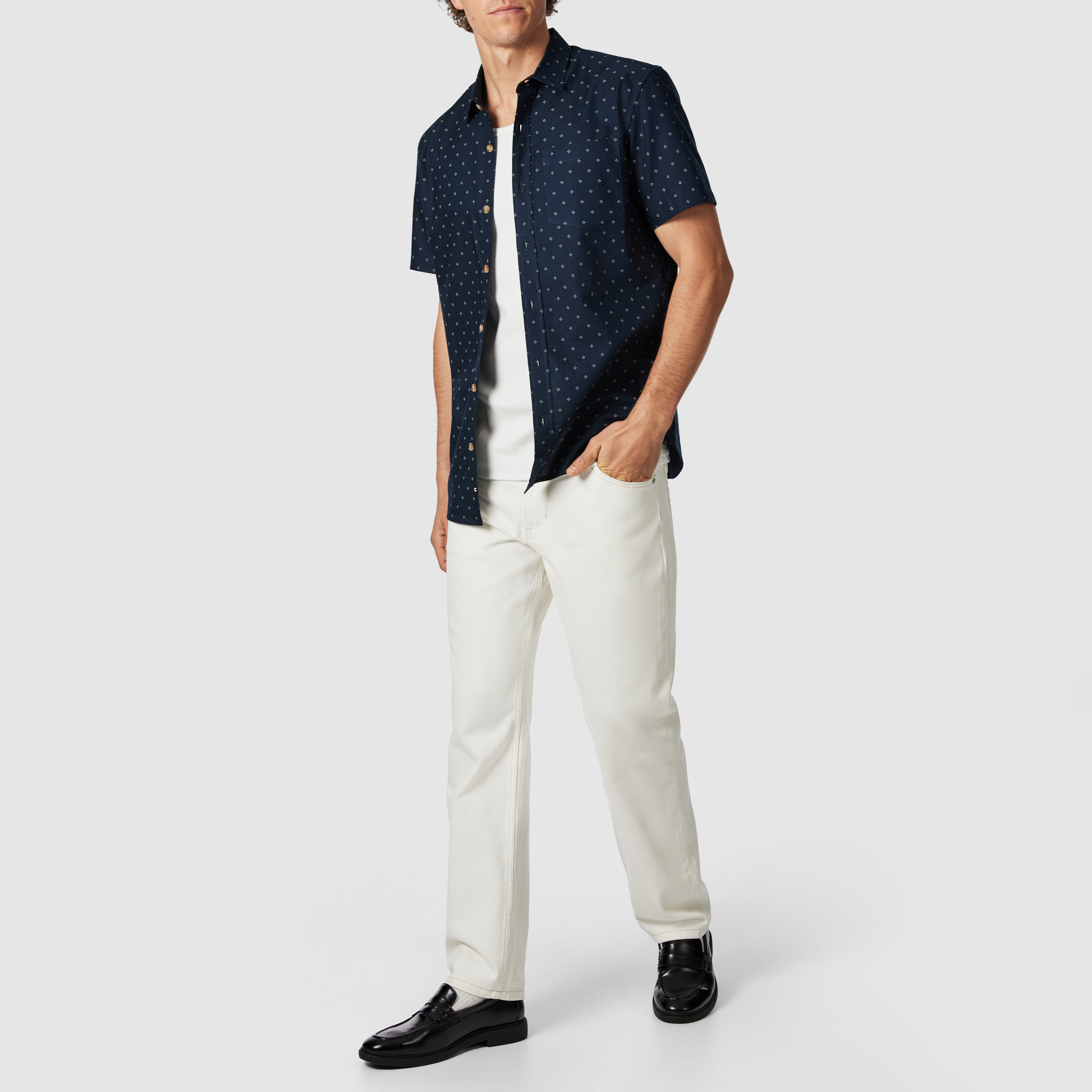 Sackville Geo Cotton Oxford Short Sleeve Shirt