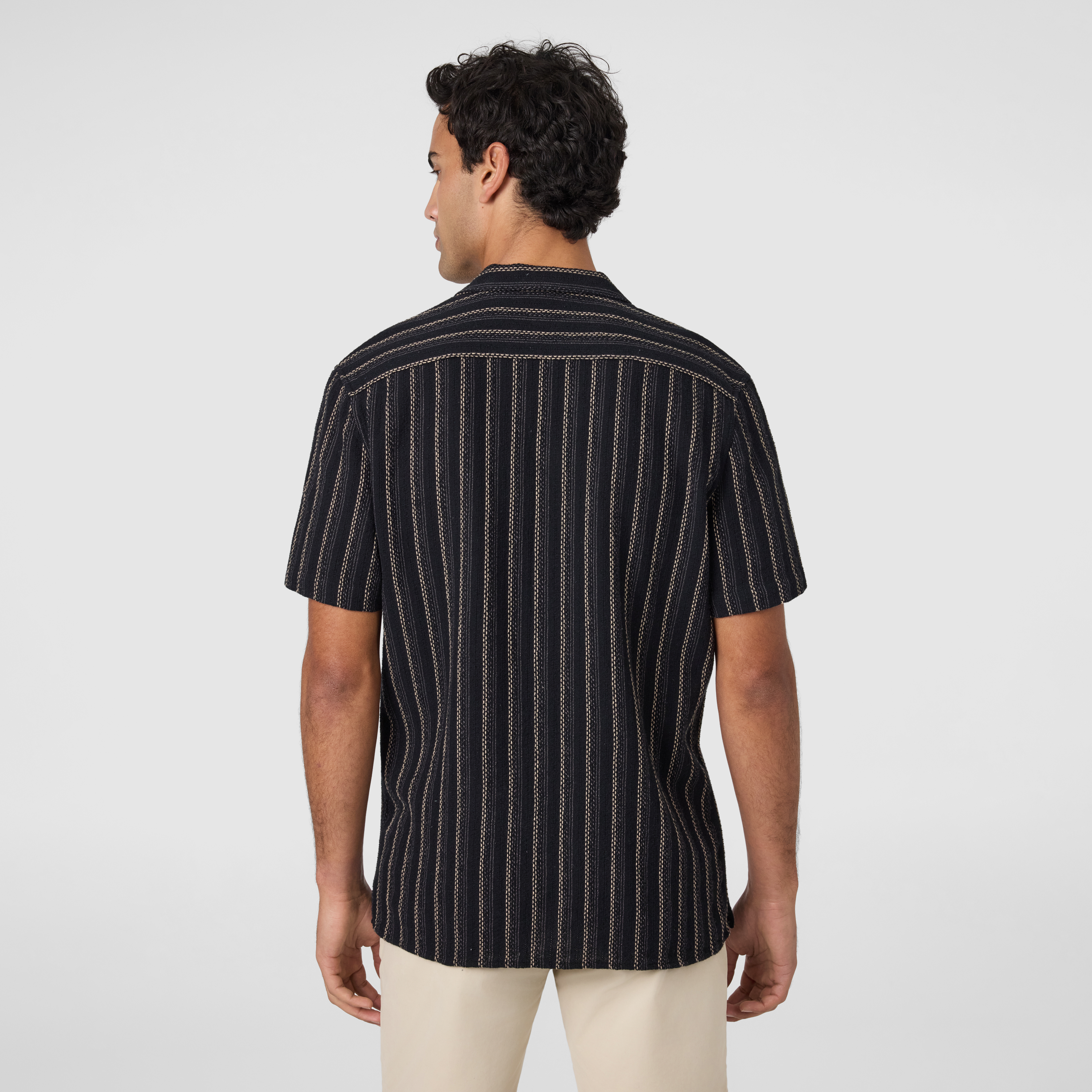 Black Dunes Stripe Cotton Short Sleeve Shirt
