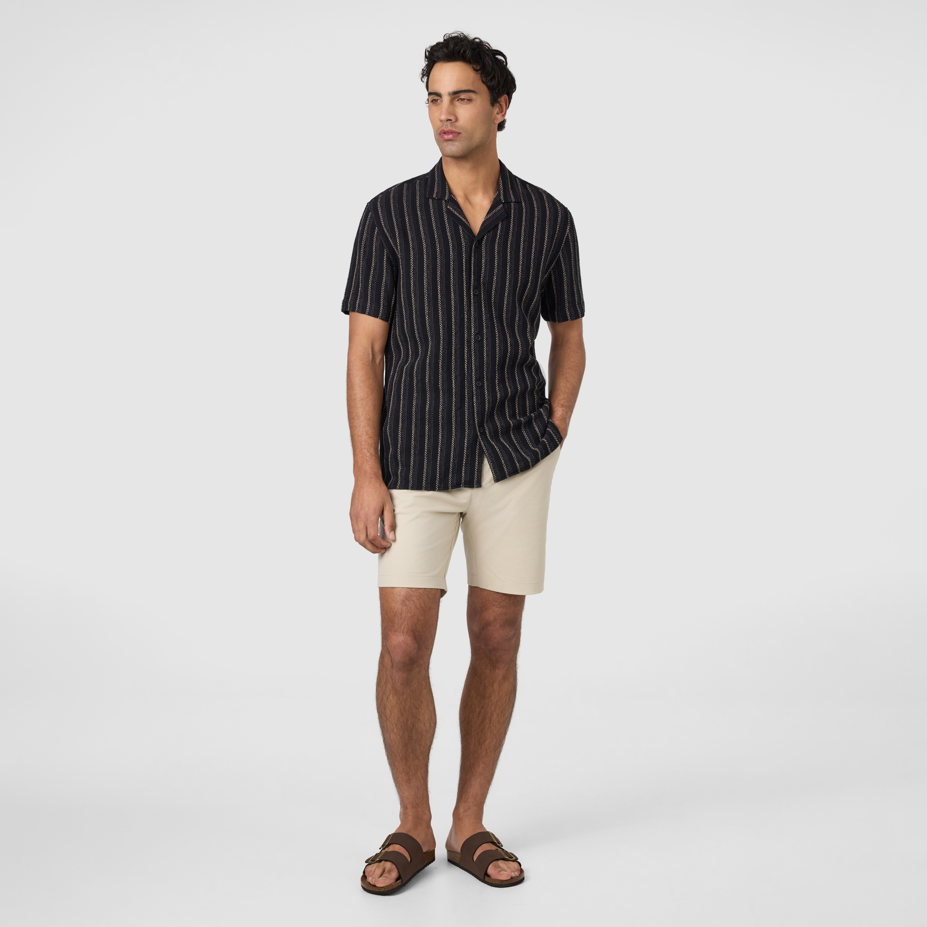Black Dunes Stripe Cotton Short Sleeve Shirt