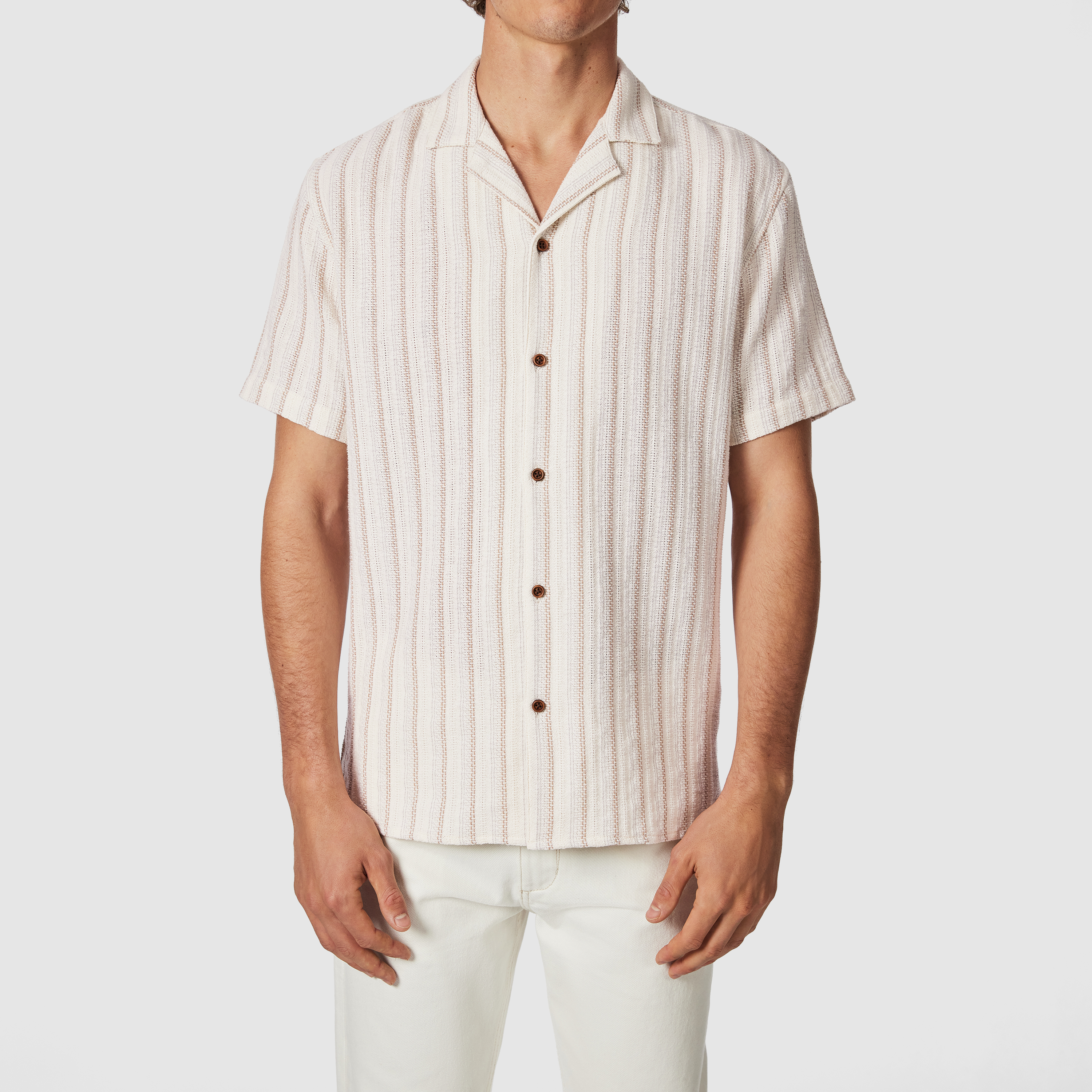 Dunes Stripe Cotton Short Sleeve Shirt