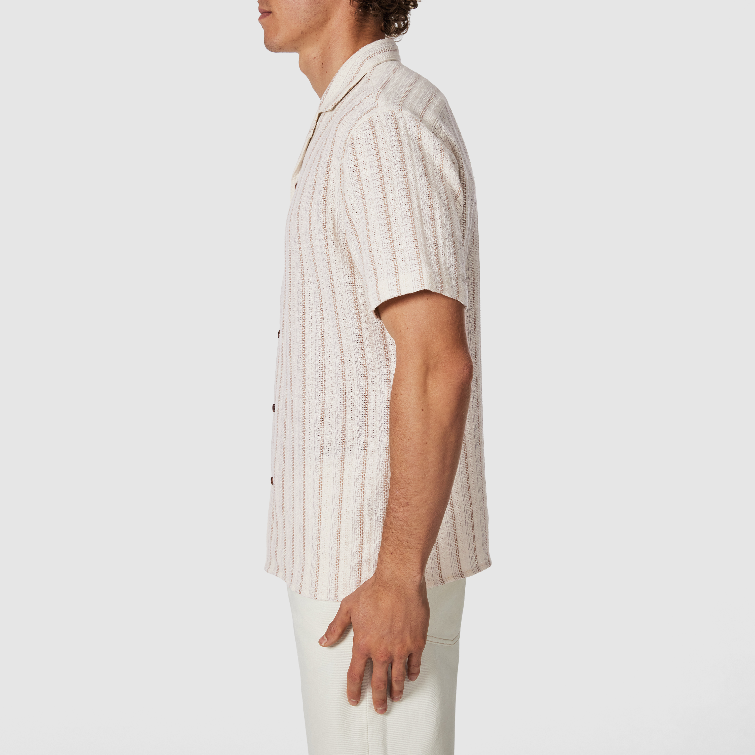Sand Dunes Stripe Cotton Short Sleeve Shirt