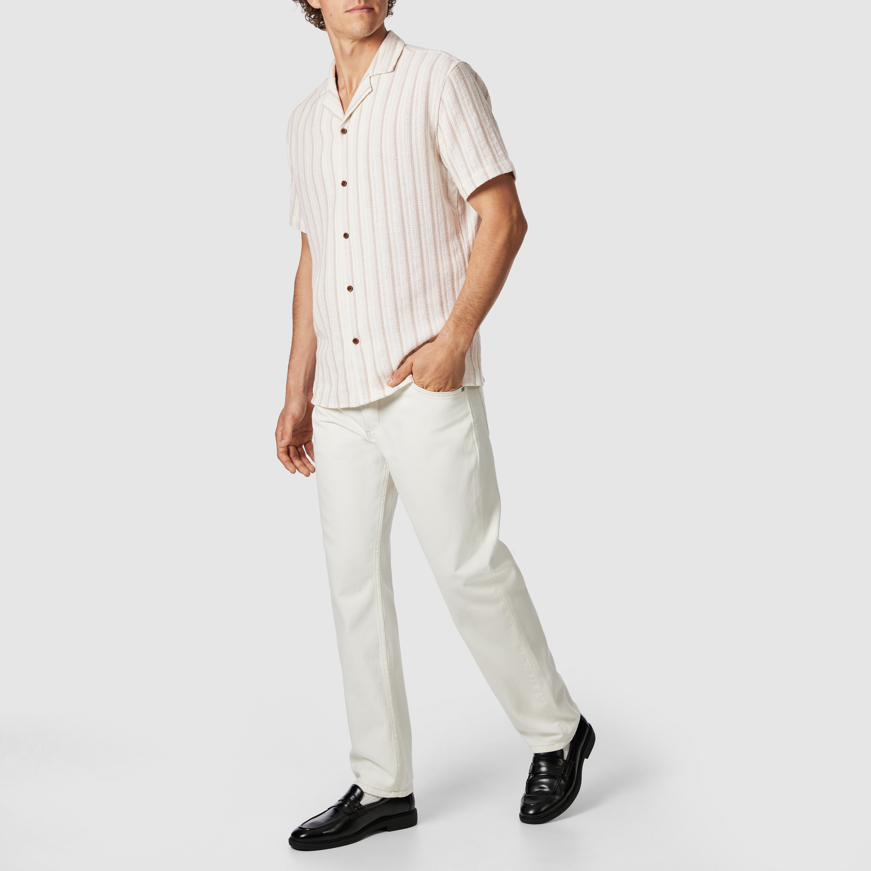 Sand Dunes Stripe Cotton Short Sleeve Shirt