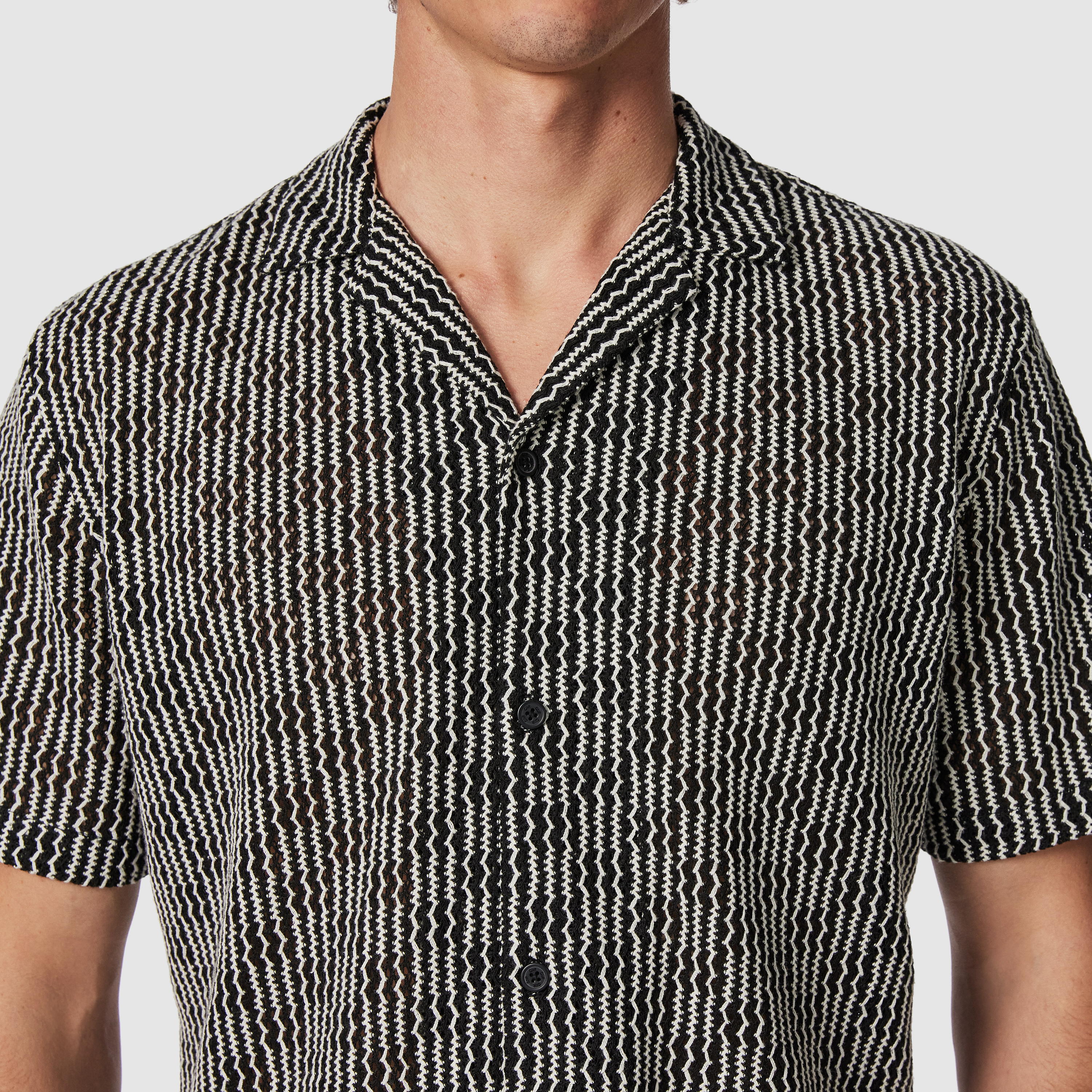 トップス c-boy style Muted Edge (No.25) Black Bayswater Textured Short Sleeve Shirt | Men's Tops | Connor SG