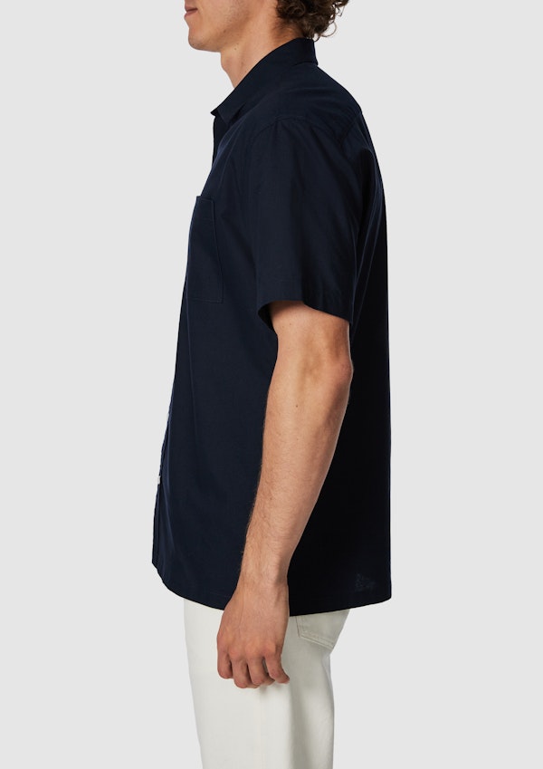 Navy Calverton Cotton Oxford Short Sleeve Shirt