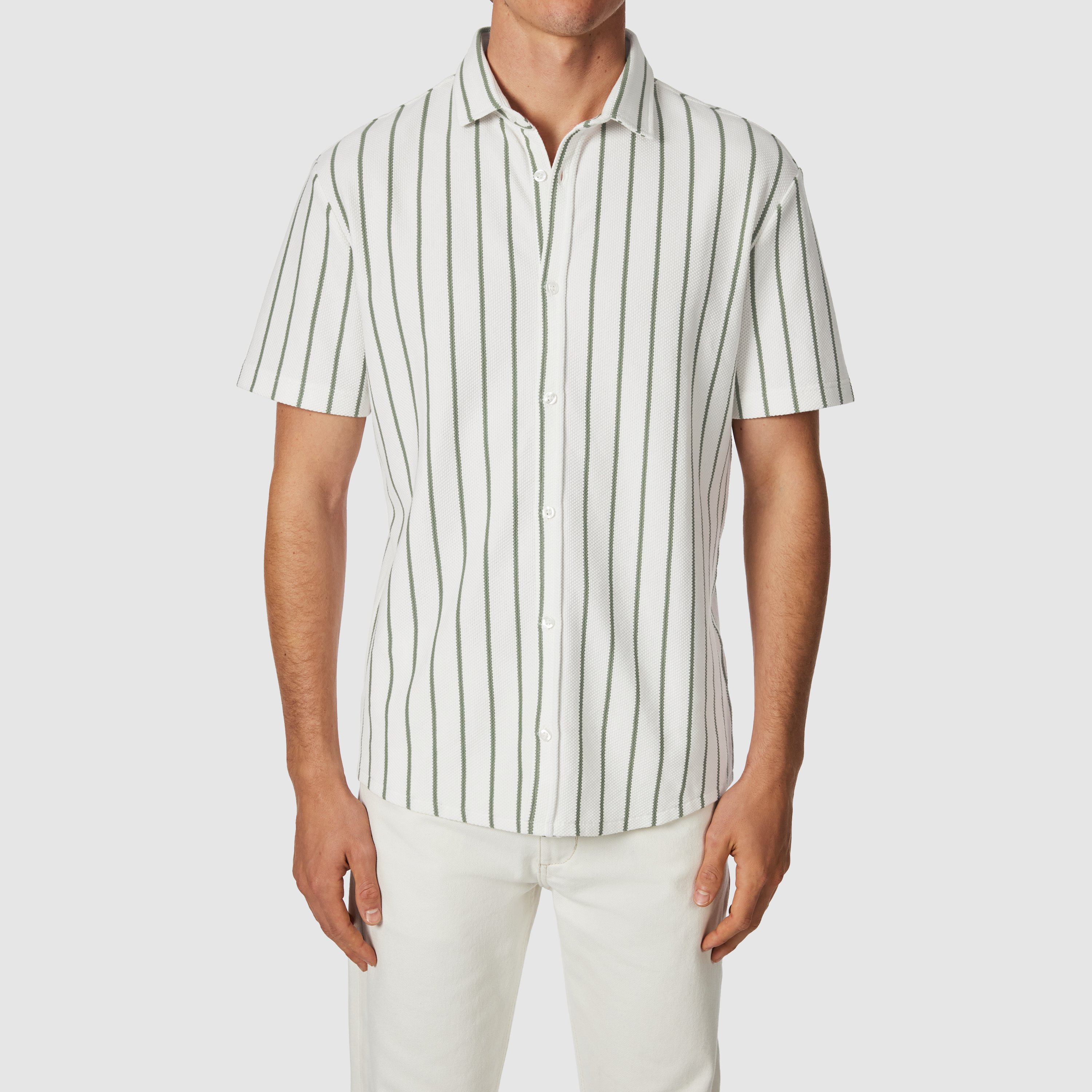 Medford Stripe Textured Short Sleeve Shirt