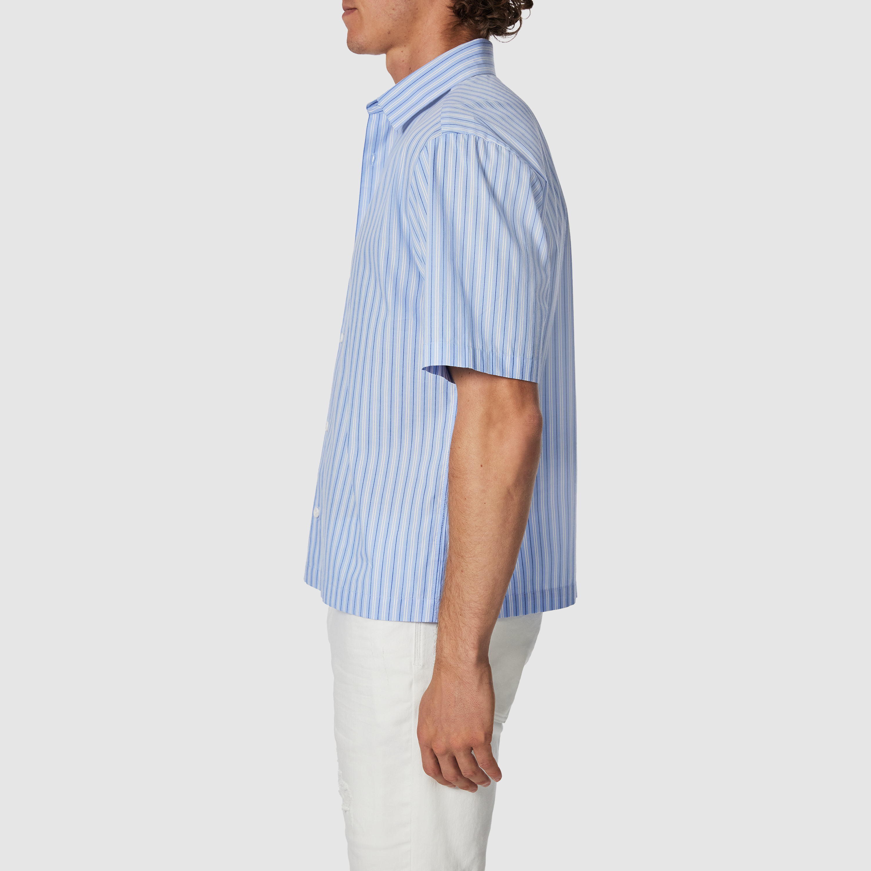 Light Blue Benny Stripe Boxy Fit Short Sleeve Shirt
