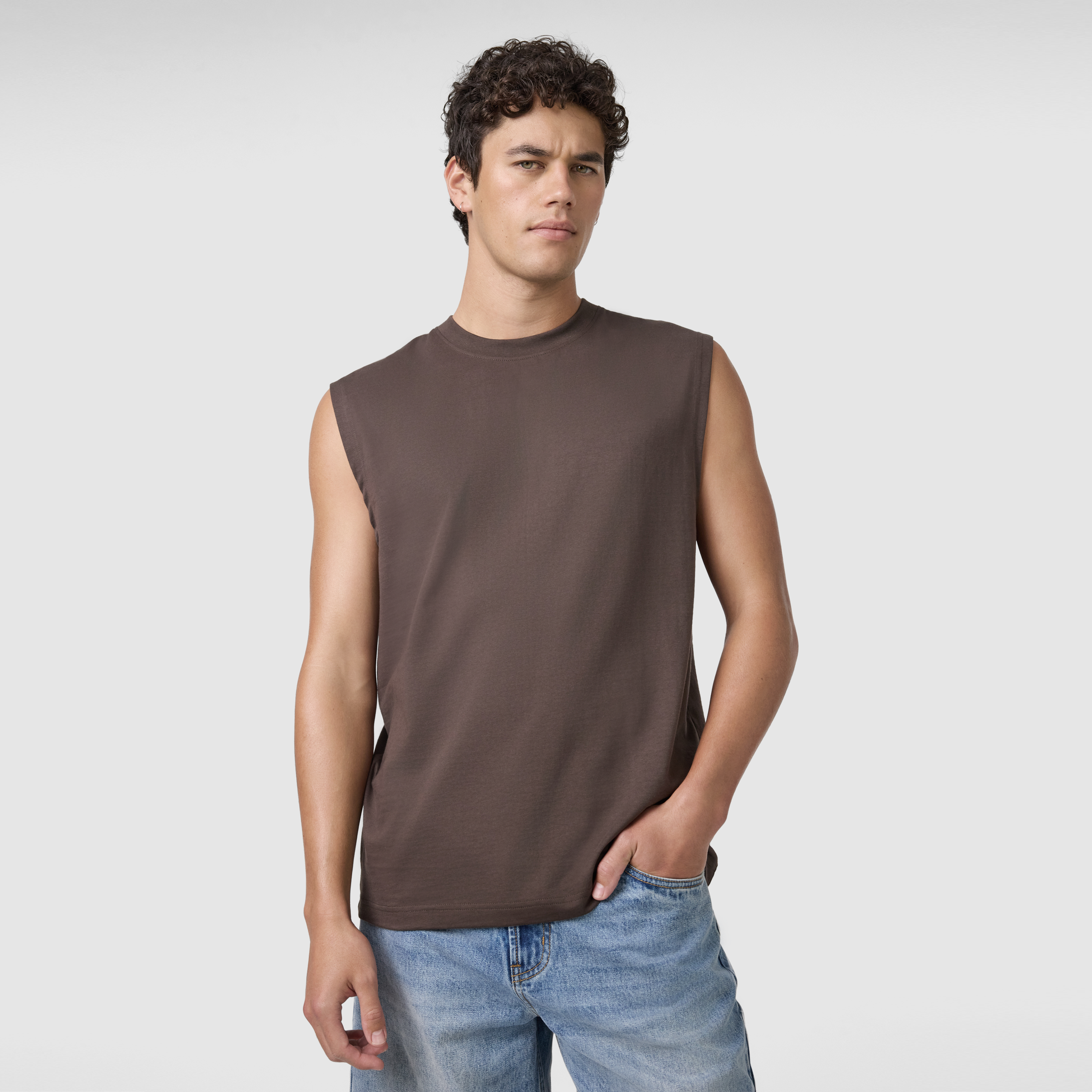 Brown Sleeveless Tee