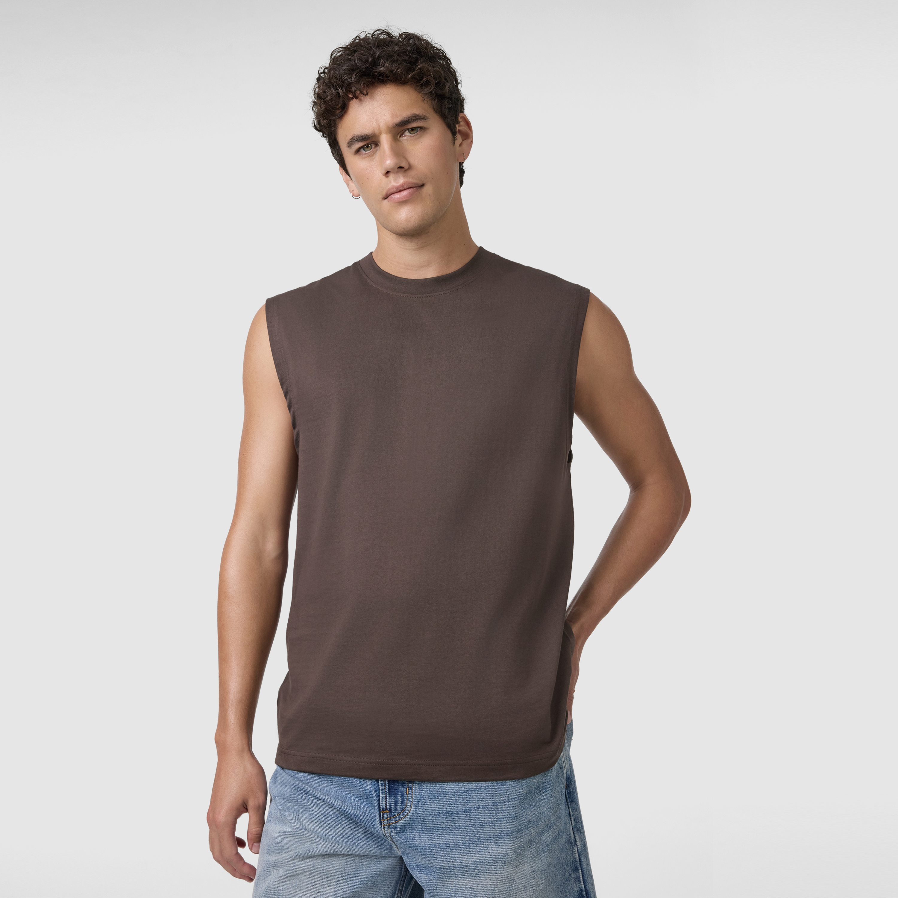 Brown Sleeveless Tee