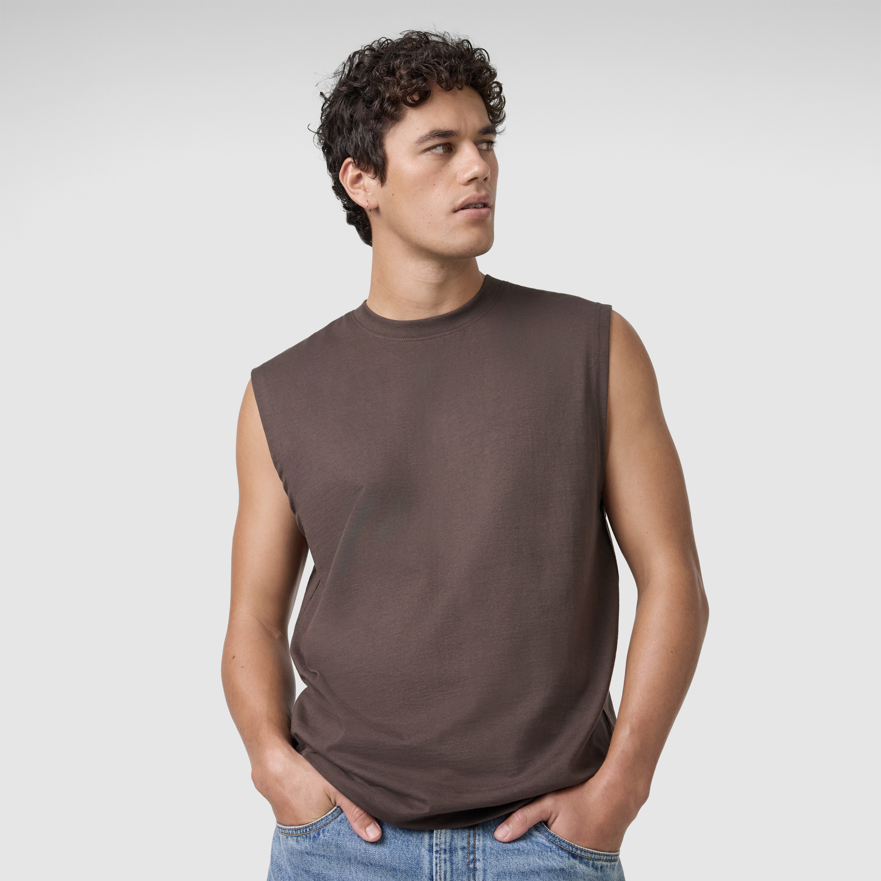 Brown Sleeveless Tee