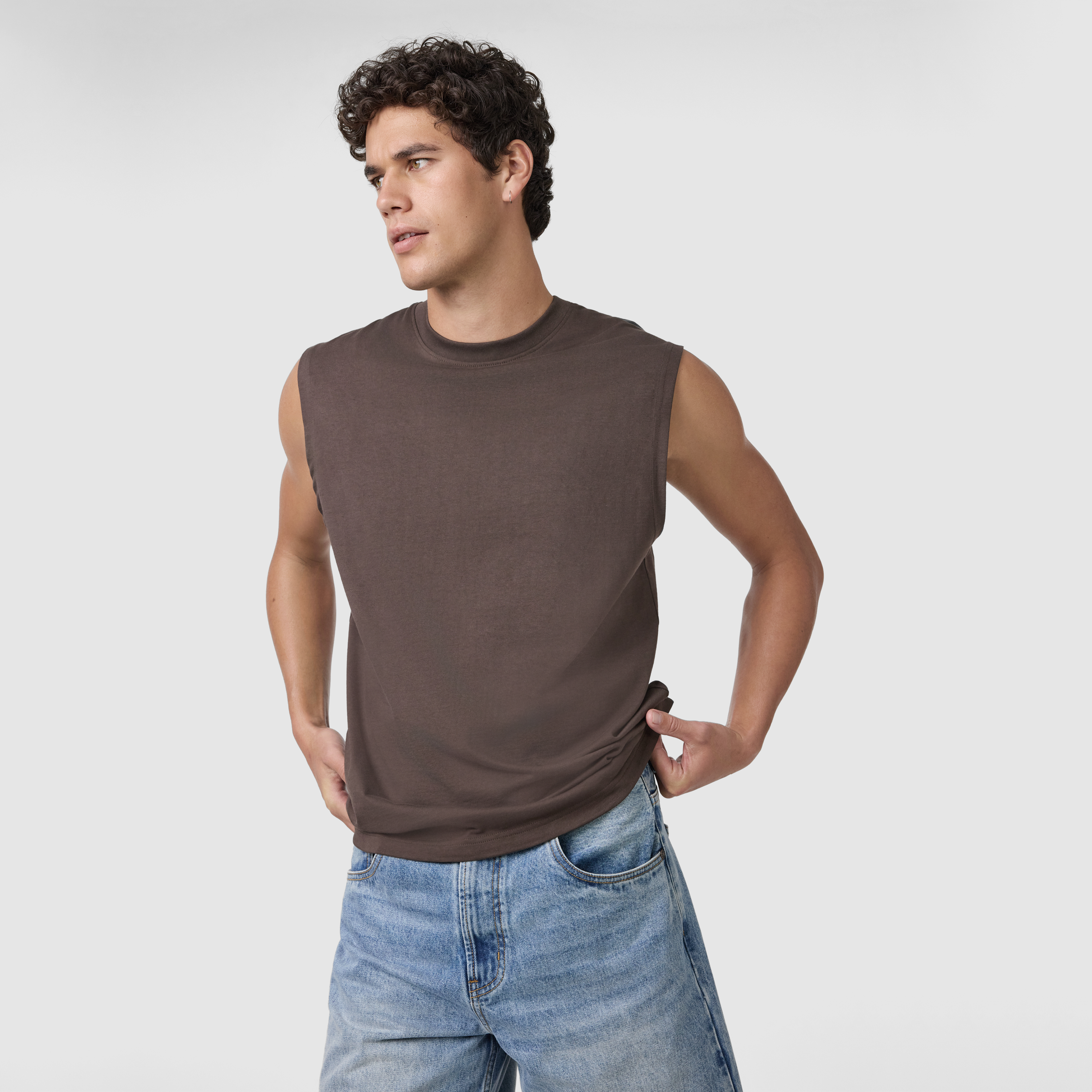 Brown Sleeveless Tee