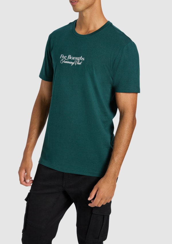 Dark Green Fisher Graphic Crew Neck Tee