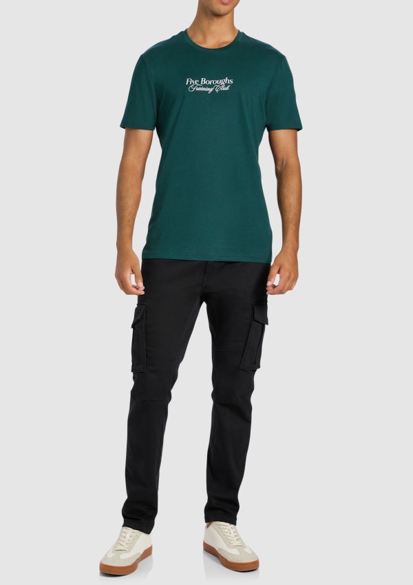 Dark Green Fisher Graphic Crew Neck Tee