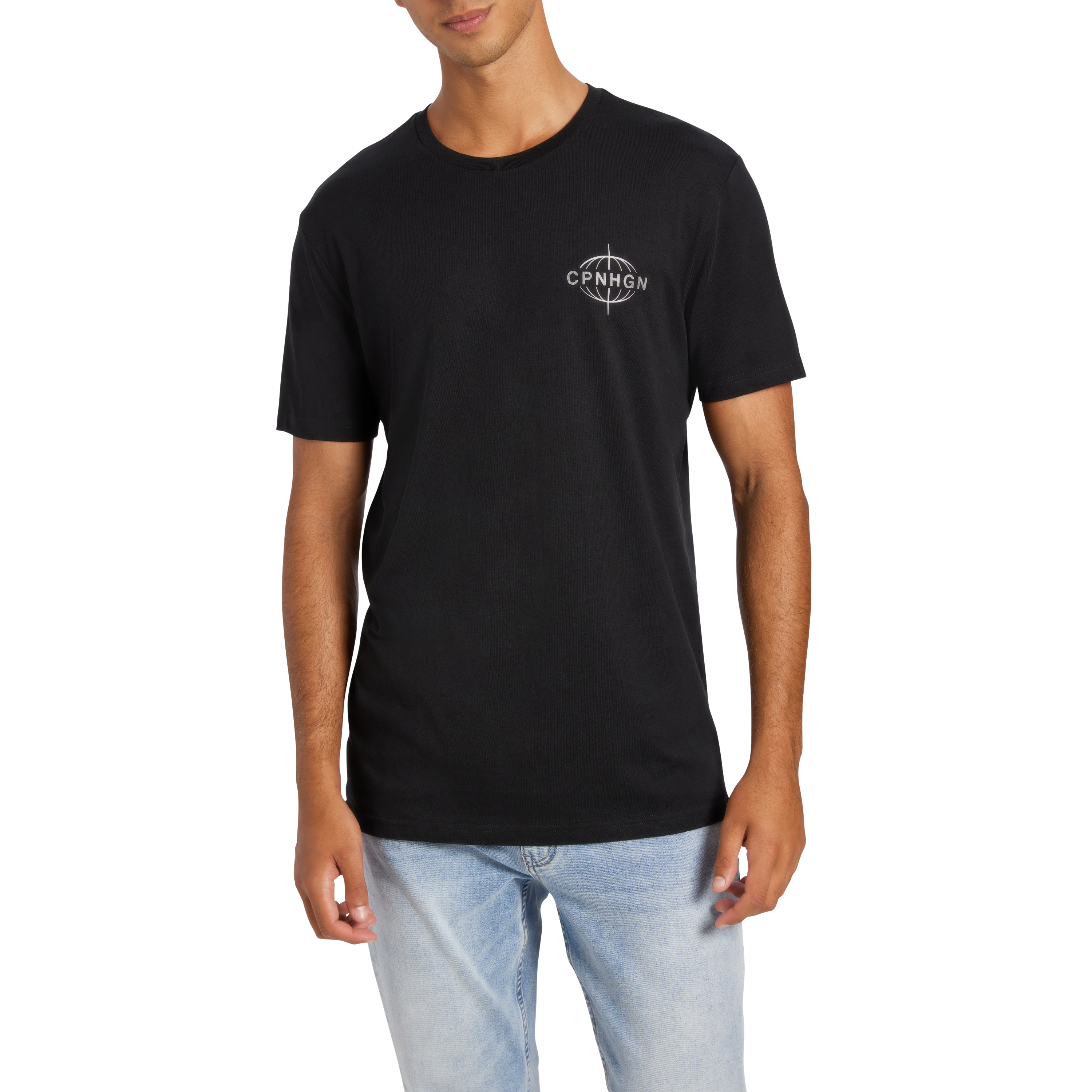 Black Chrome Graphic Longline Crew Neck Tee