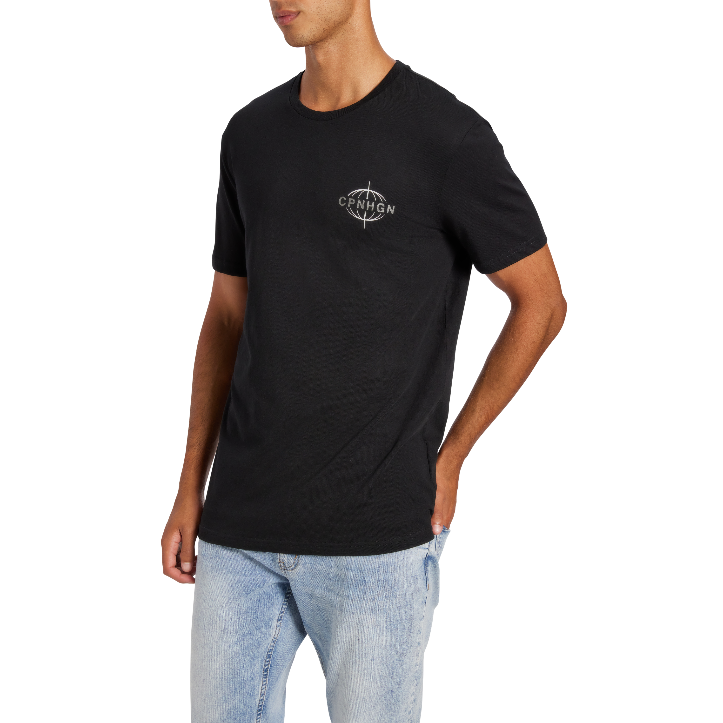 Black Chrome Graphic Longline Crew Neck Tee