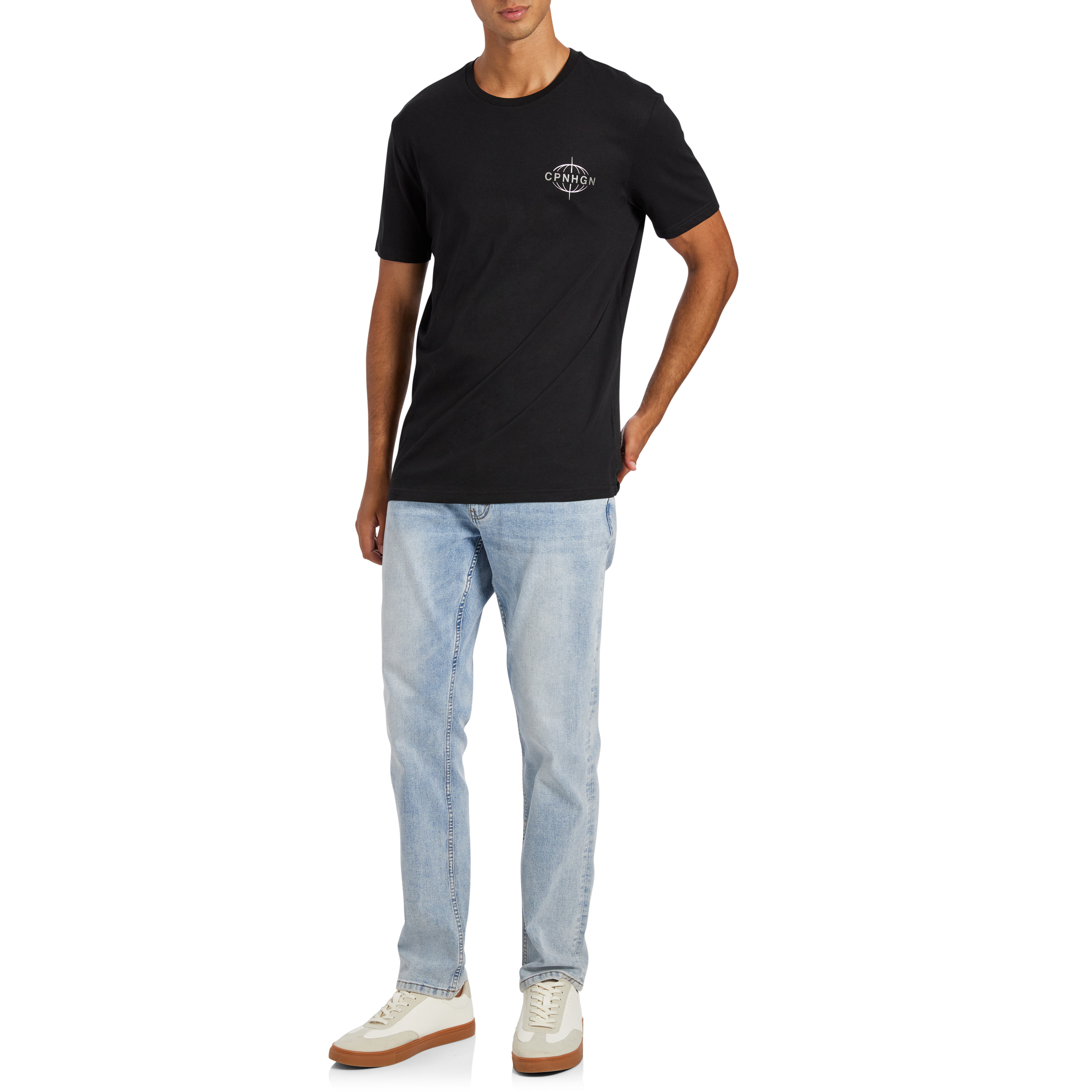 Black Chrome Graphic Longline Crew Neck Tee