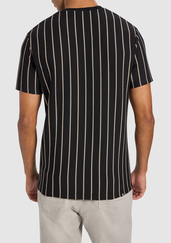 Black Visby Stripe Crew Neck Tee
