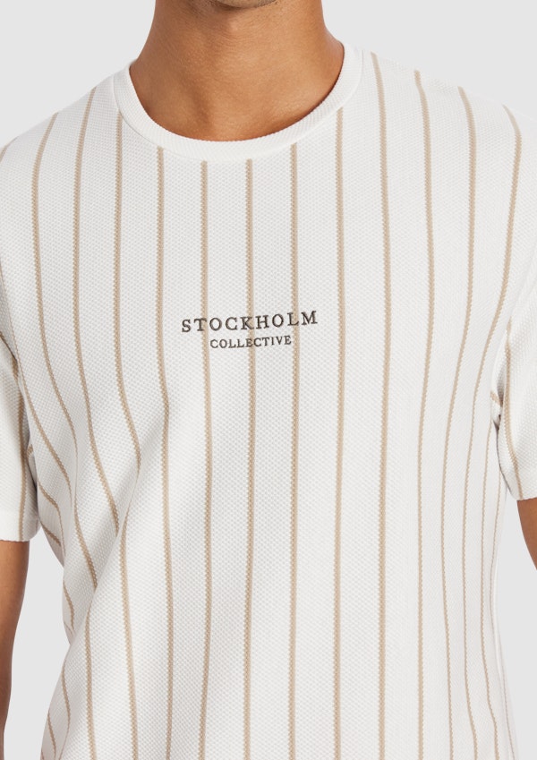 Off White Visby Stripe Crew Neck Tee
