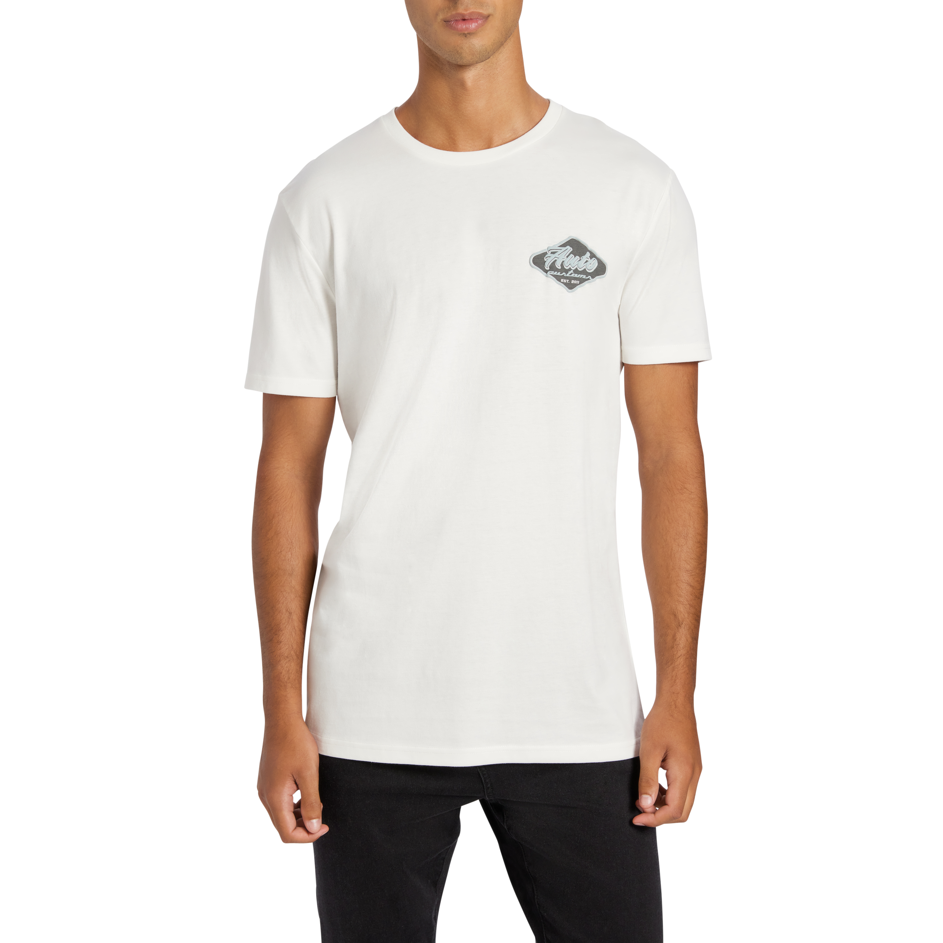 Off White Metz Graphic Longline Crew Neck Tee