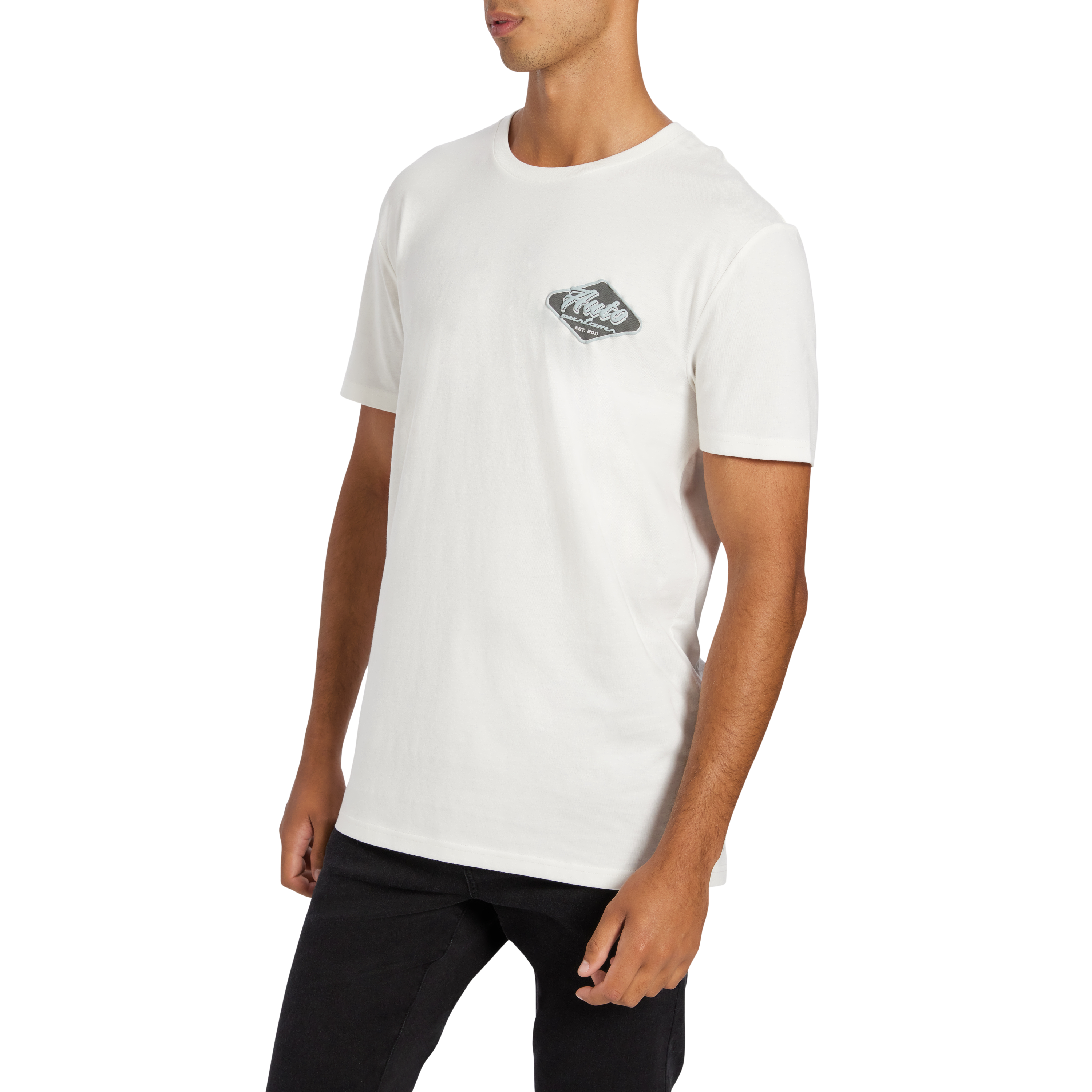 Off White Metz Graphic Longline Crew Neck Tee
