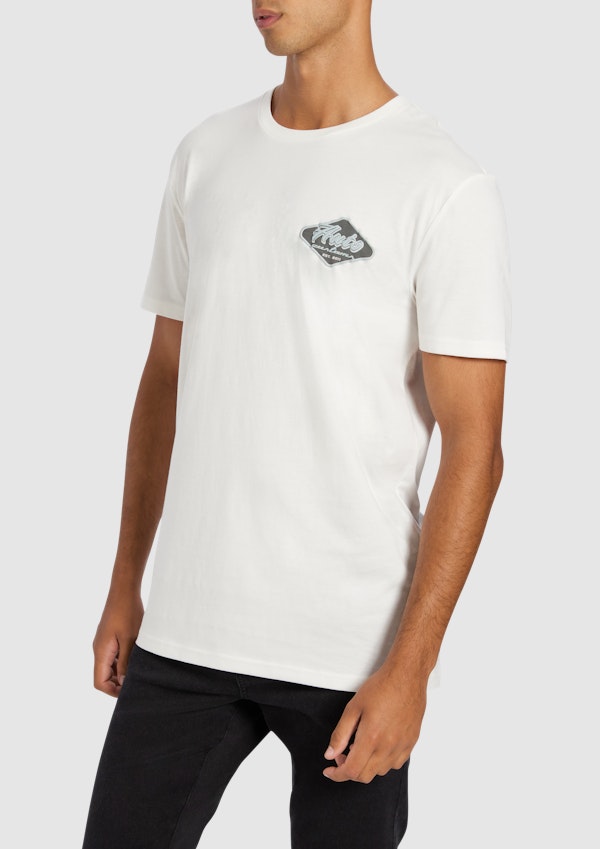 Off White Metz Graphic Longline Crew Neck Tee