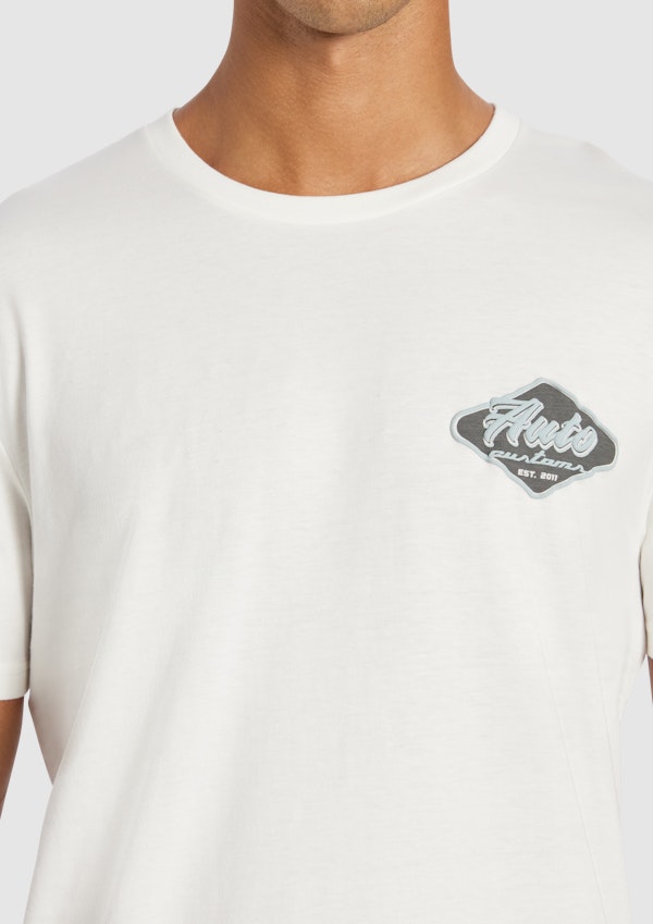 Off White Metz Graphic Longline Crew Neck Tee