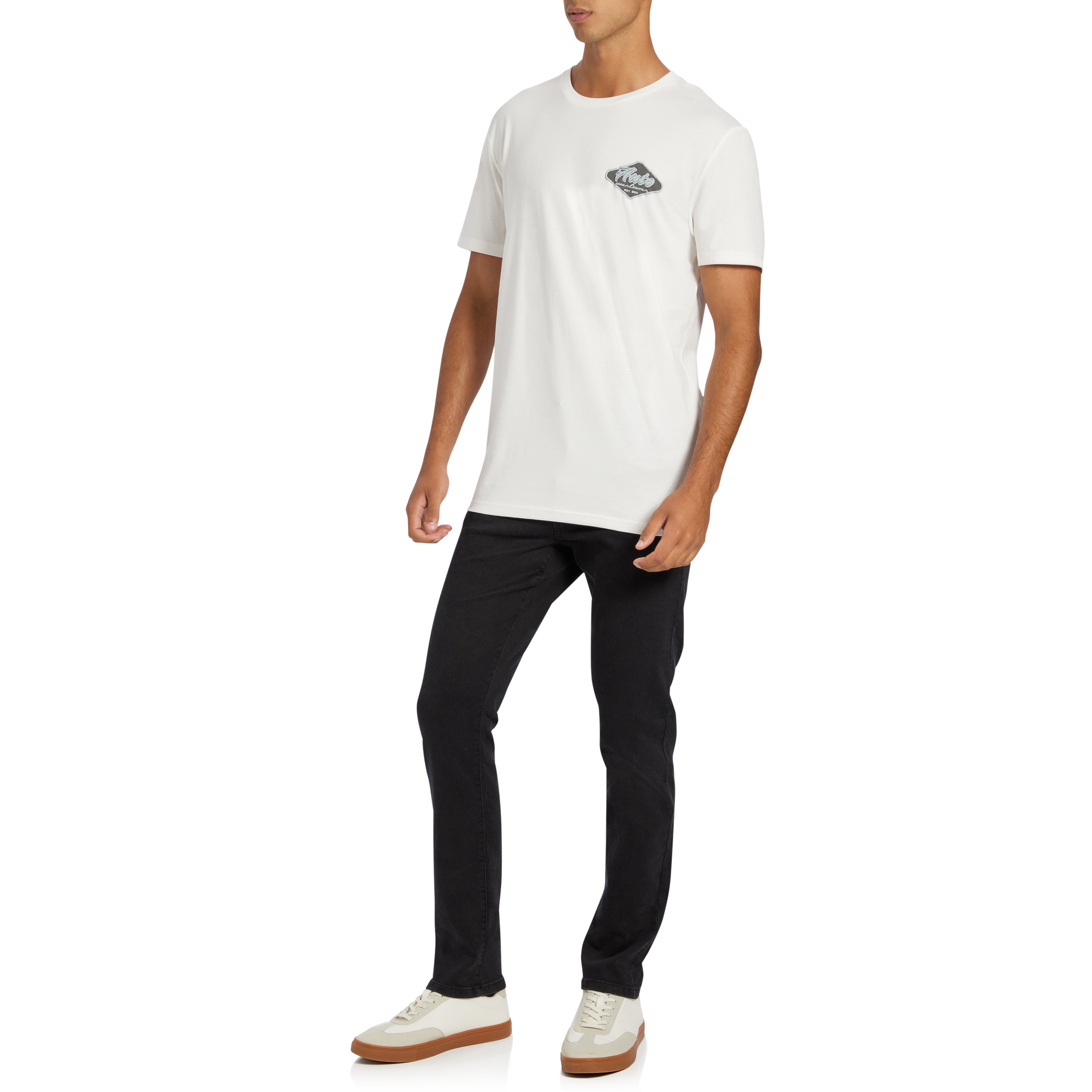 Off White Metz Graphic Longline Crew Neck Tee