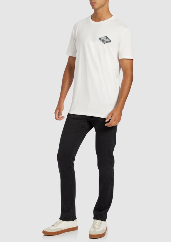 Off White Metz Graphic Longline Crew Neck Tee