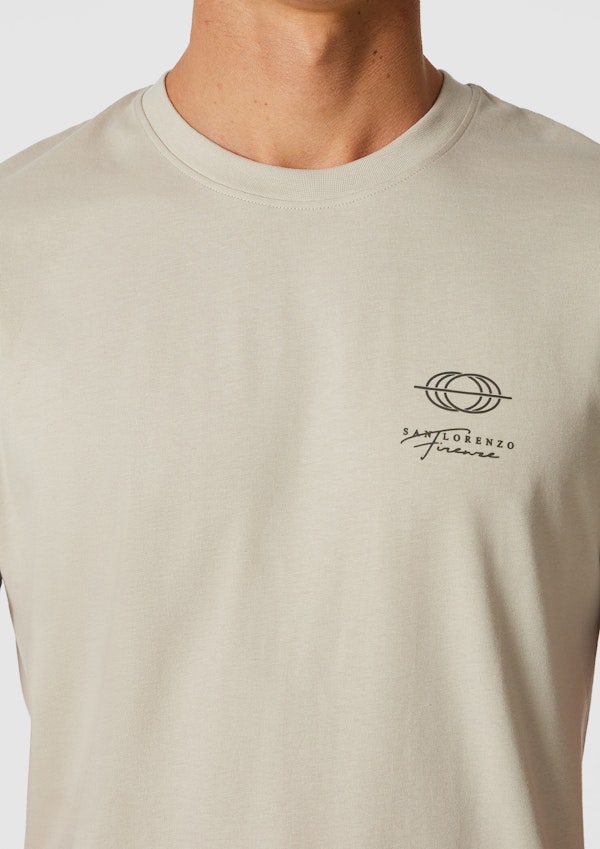 Stone Andrew Longline Graphic Crew Neck Tee