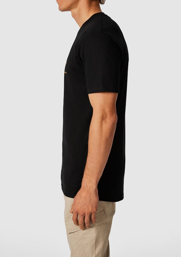 Black Bradley Longline Graphic Crew Neck Tee