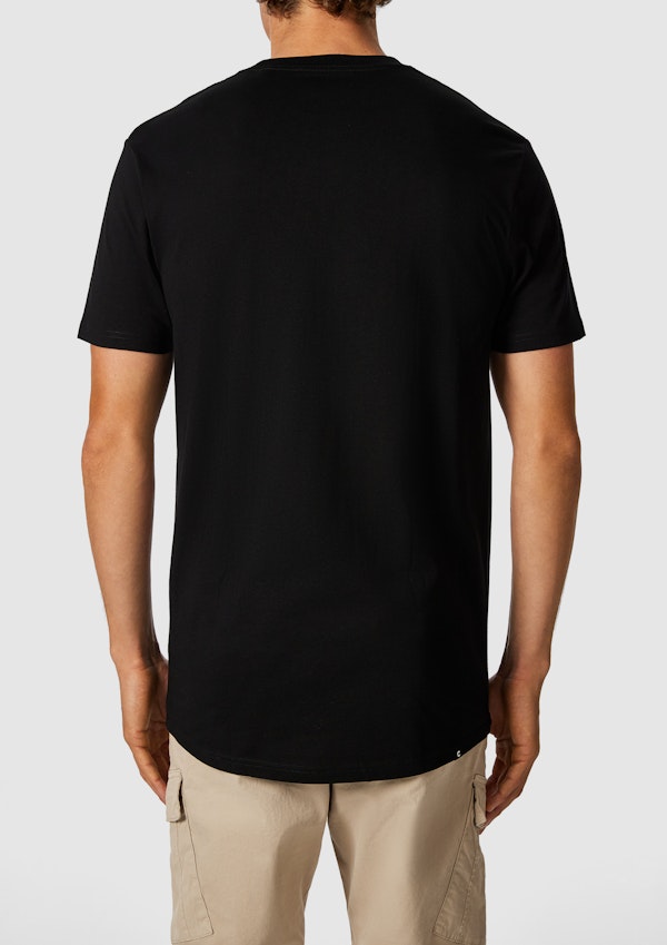Black Bradley Longline Graphic Crew Neck Tee