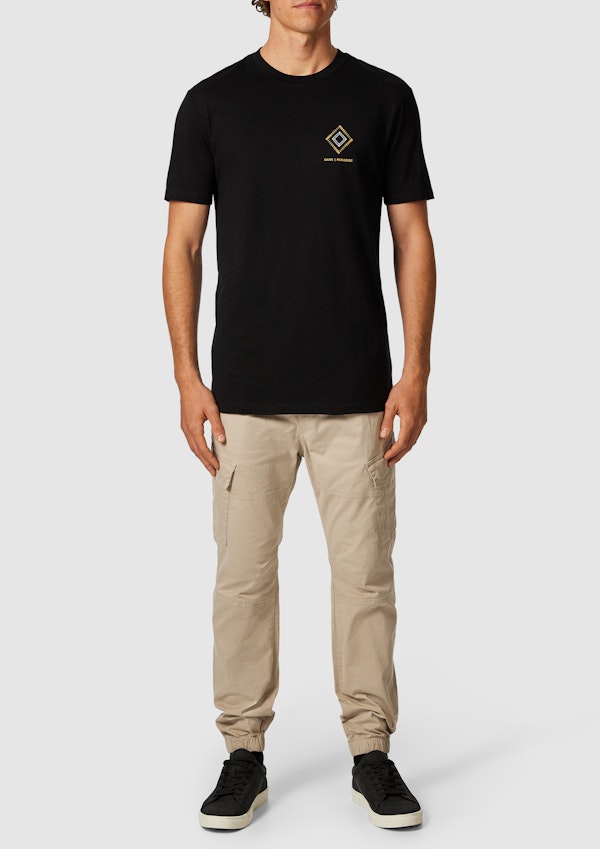 Black Bradley Longline Graphic Crew Neck Tee