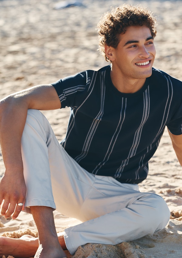 Blue John Stripe Crew Neck Tee