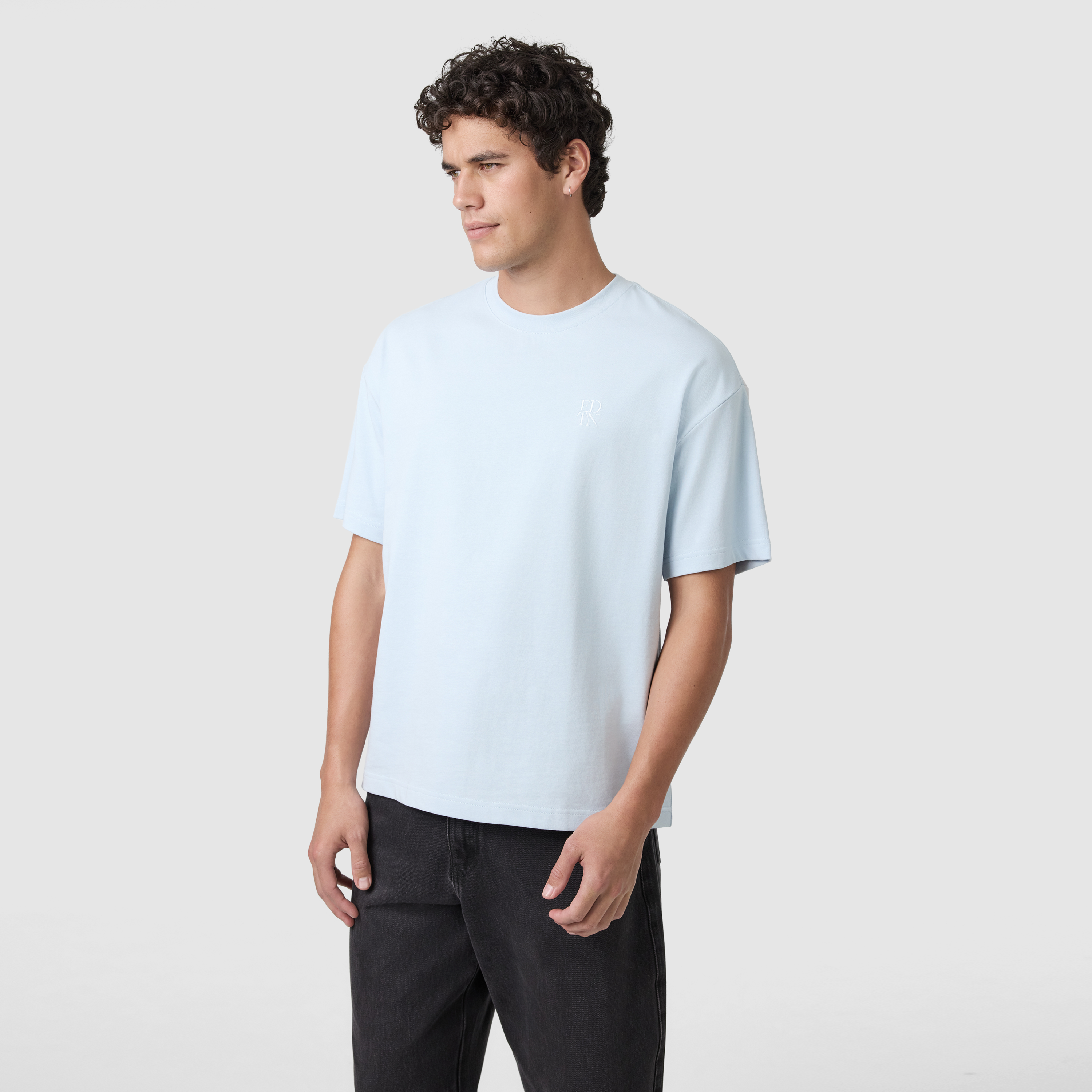 Light Blue Cole Boxy Crew Neck Tee