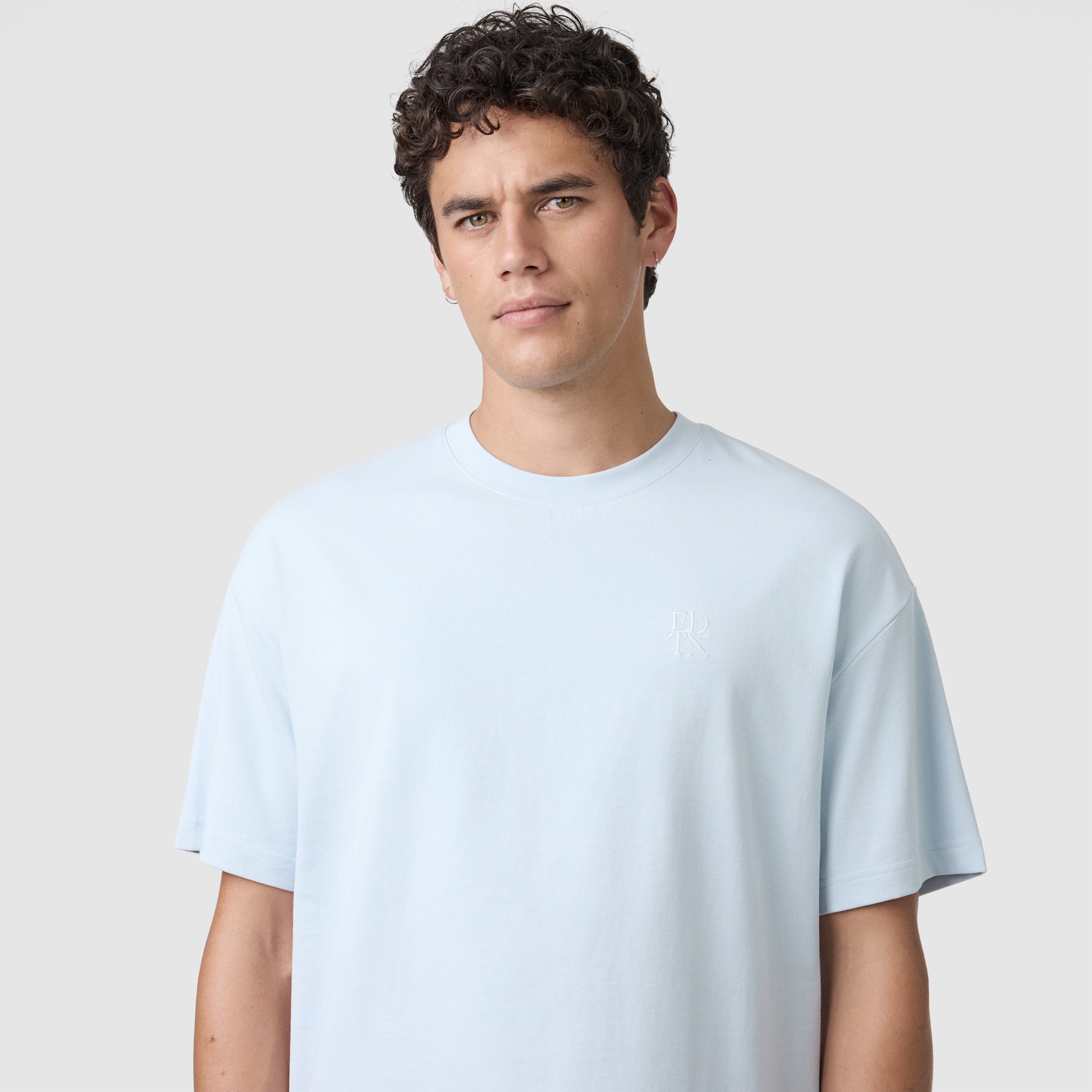 Light Blue Cole Boxy Crew Neck Tee