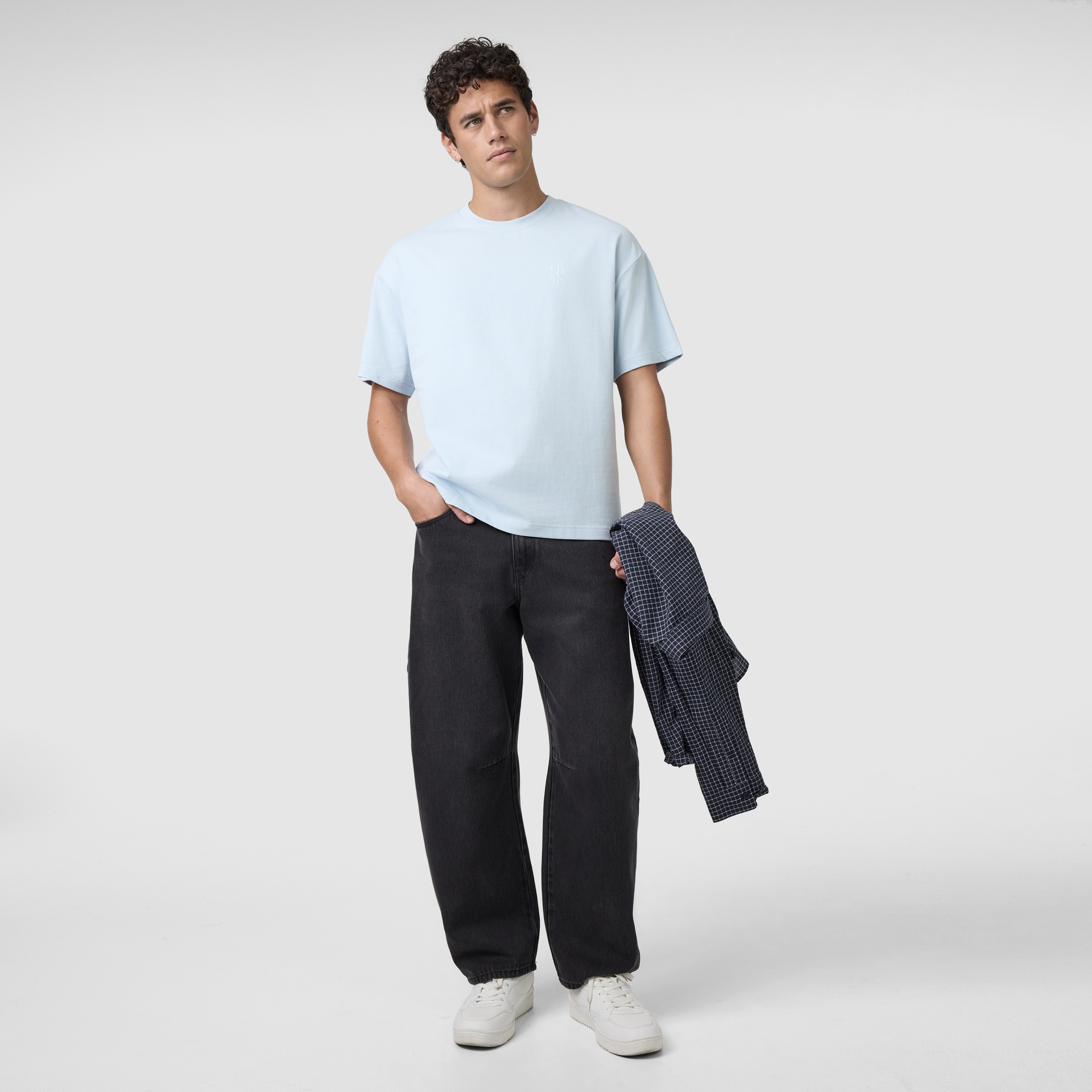 Light Blue Cole Boxy Crew Neck Tee