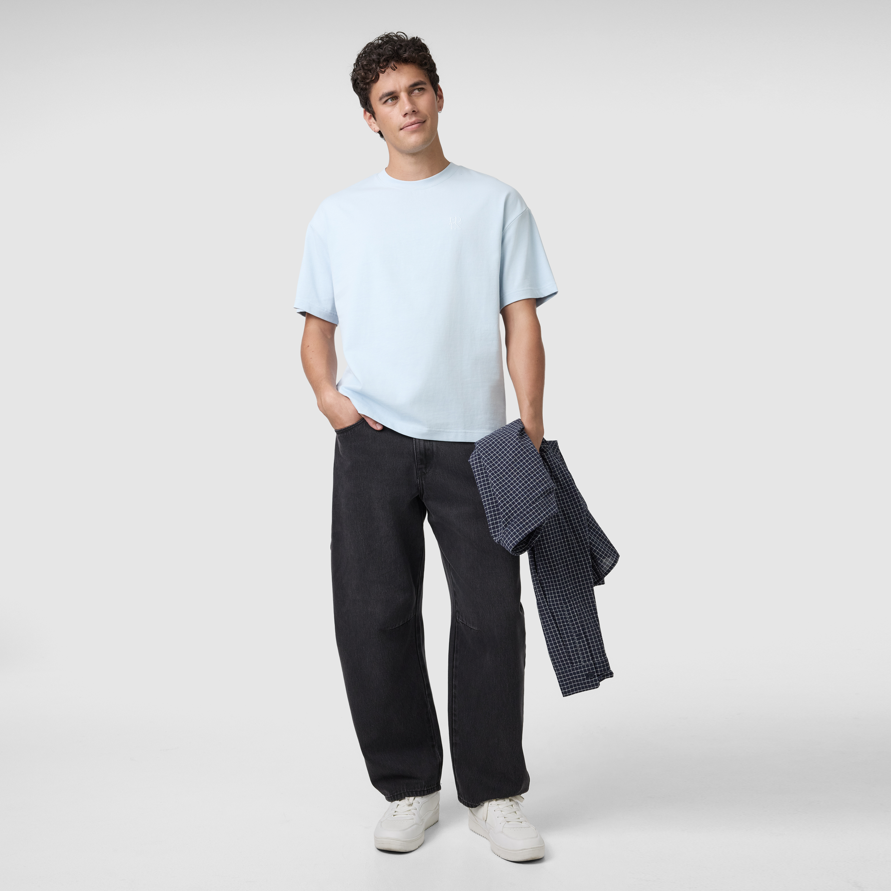 Light Blue Cole Boxy Crew Neck Tee