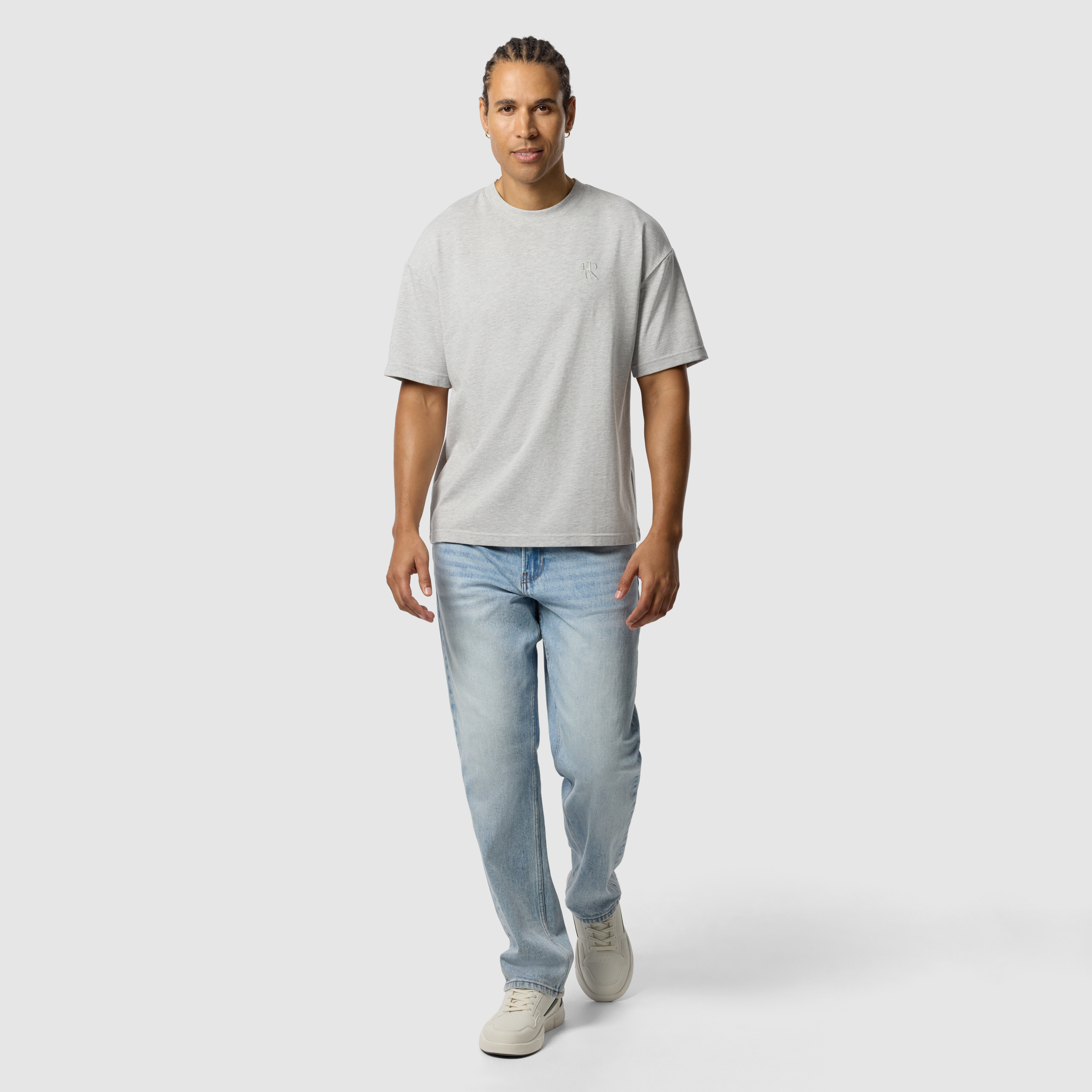 Light Grey Cole Boxy Crew Neck Tee