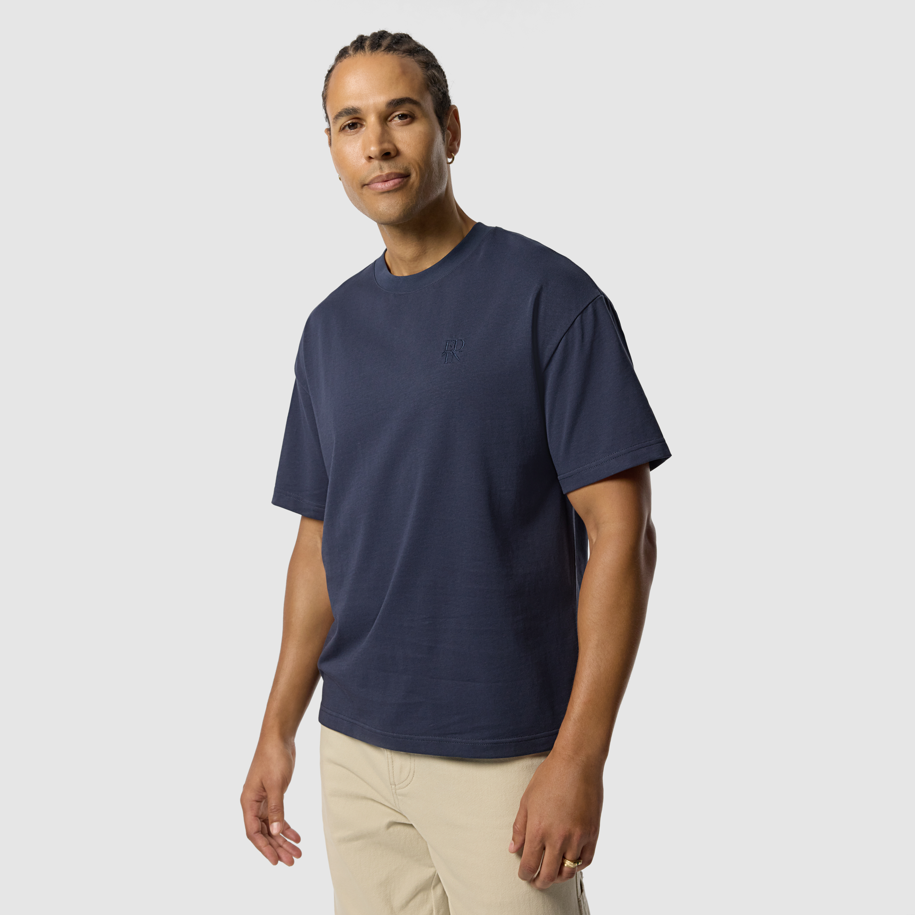 Steel Blue Cole Boxy Crew Neck Tee