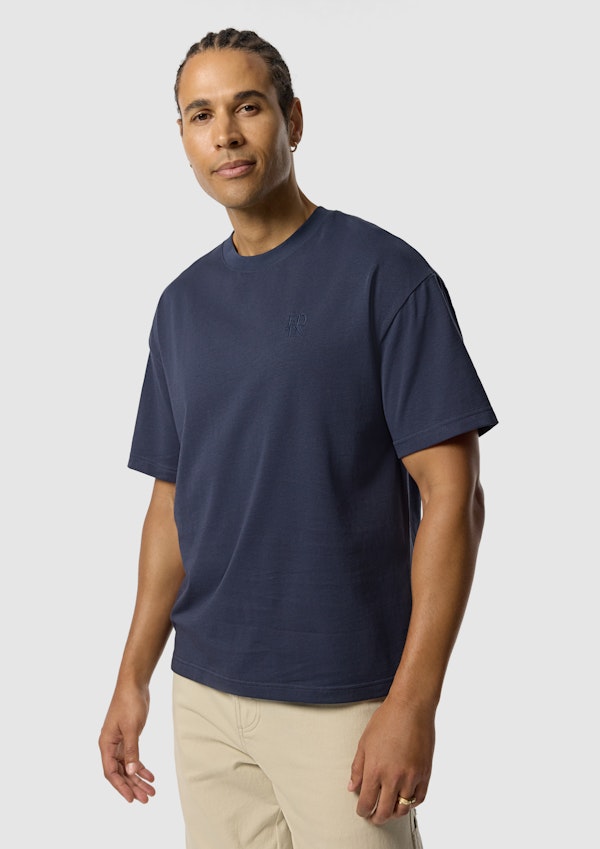 Steel Blue Cole Boxy Crew Neck Tee